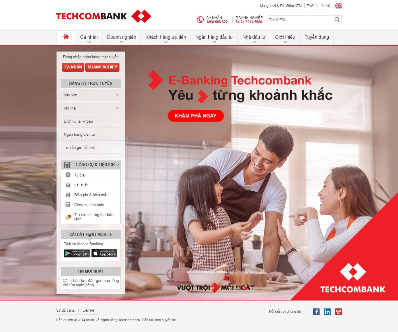 Thiết kế Website ngân hàng - www.techcombank.com.vn - VietWebGroup.Vn