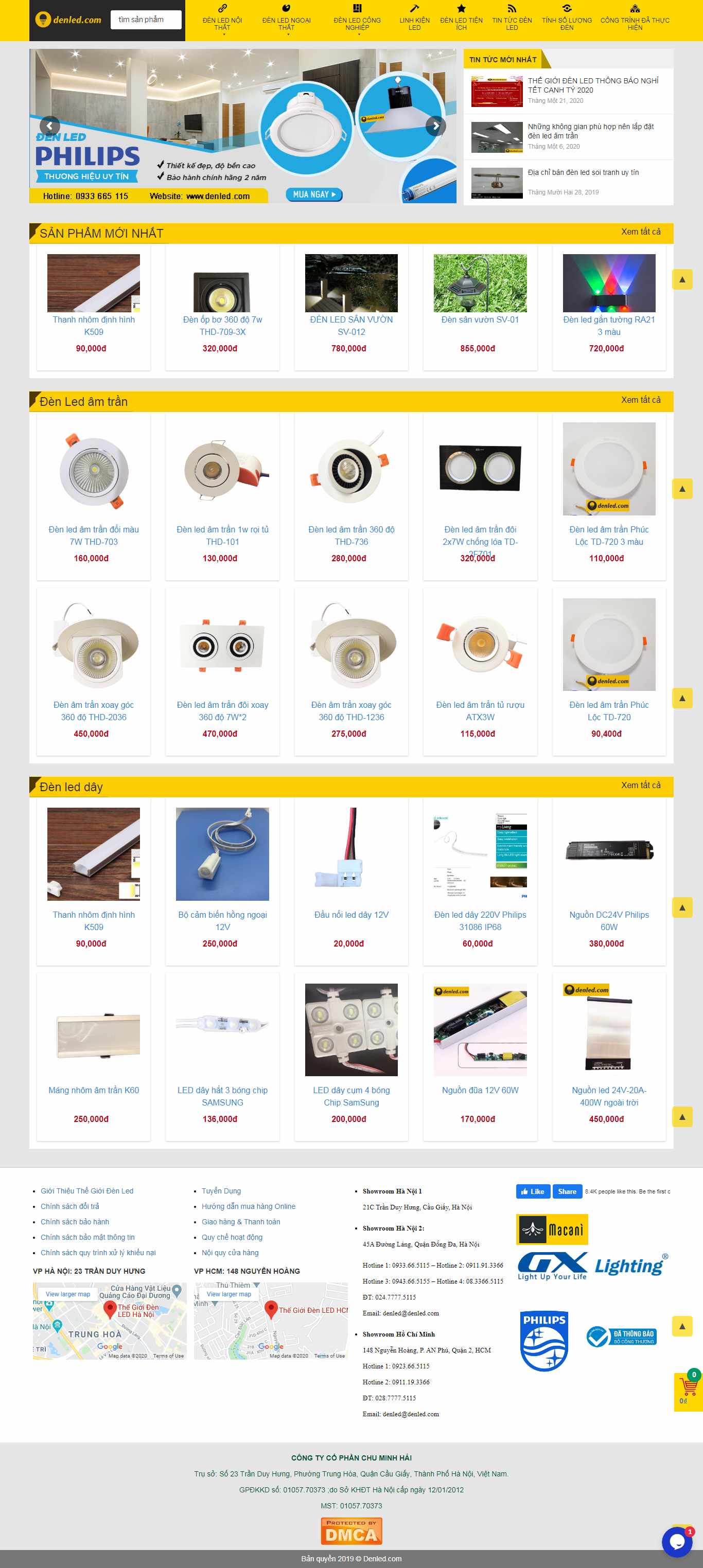 Thiết kế Website quảng cáo đèn led - denled.com - VietWebGroup.Vn