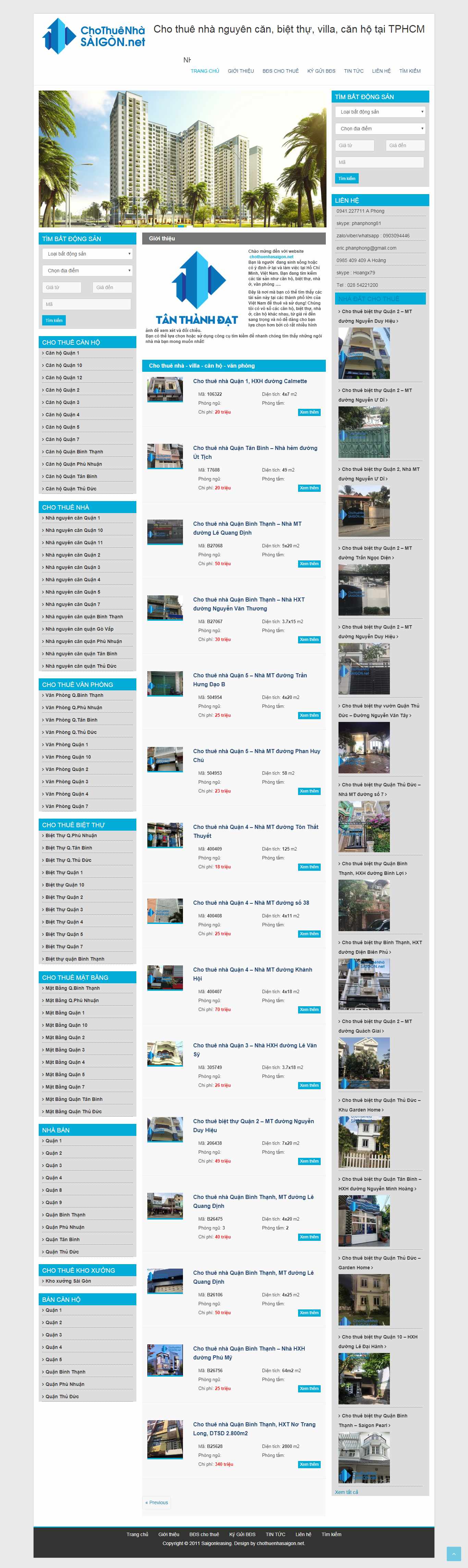 Thiết kế Website cho thuê nhà - chothuenhasaigon.net - VietWebGroup.Vn