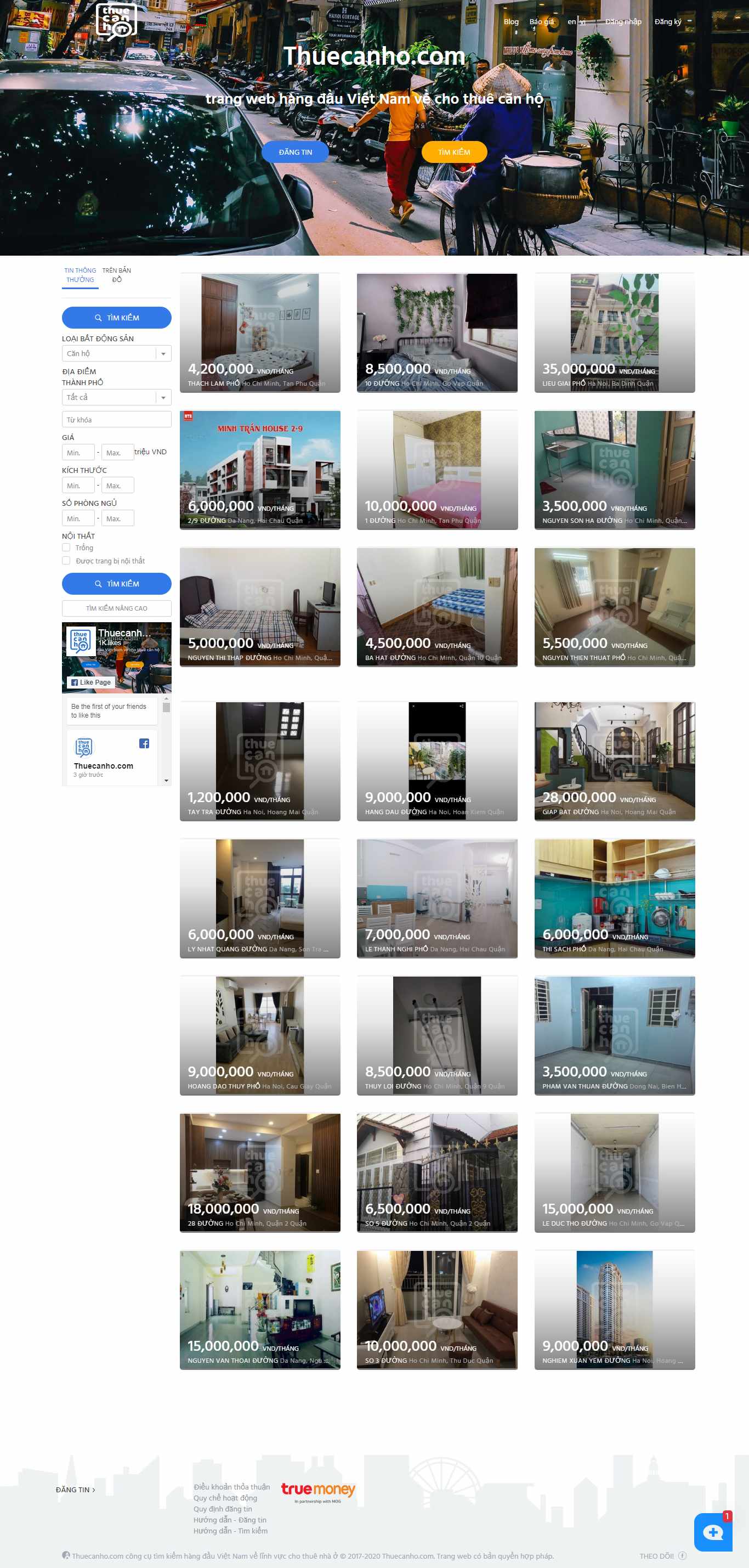 Thiết kế Website cho thuê nhà - www.thuecanho.com - VietWebGroup.Vn