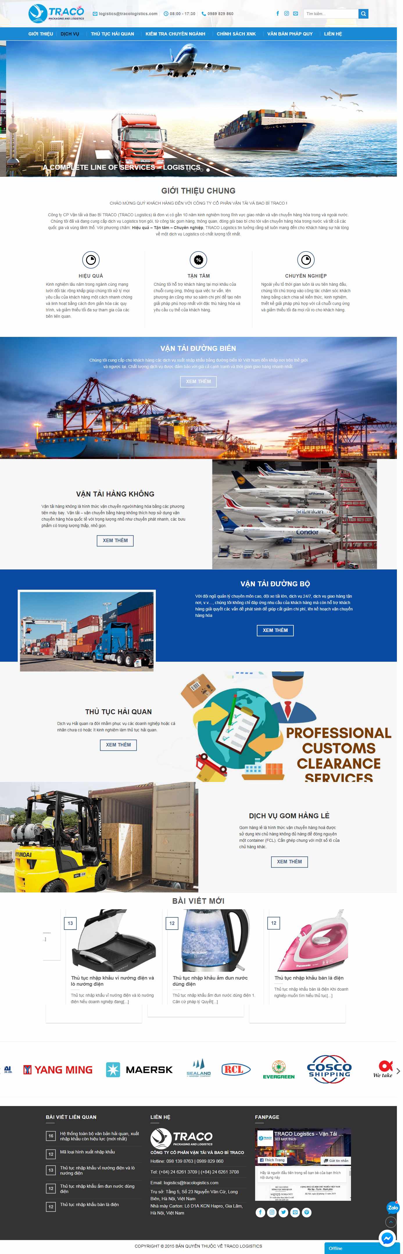 Thiết kế Website xuất nhập cảnh - tracologistics.com - VietWebGroup.Vn