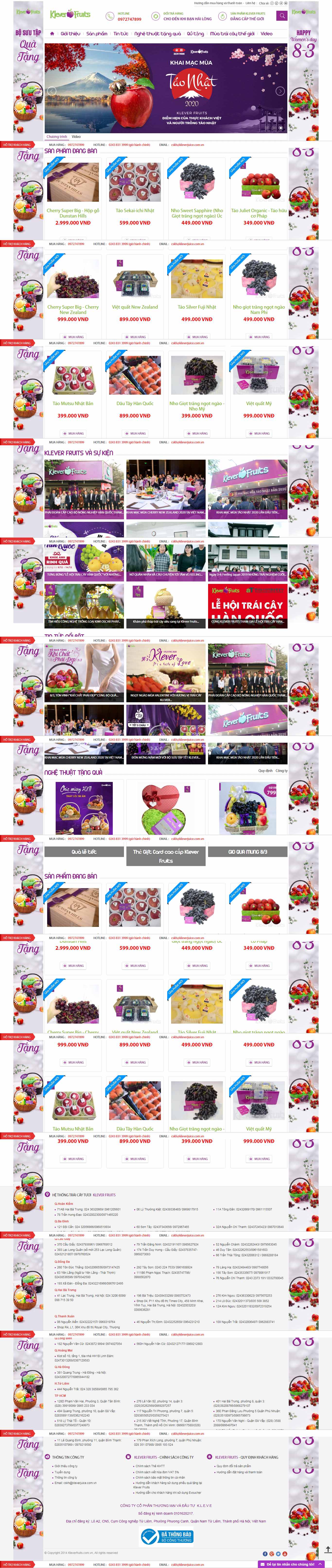 Thiết kế Website bán trái cây - kleverfruits.com.vn - VietWebGroup.Vn