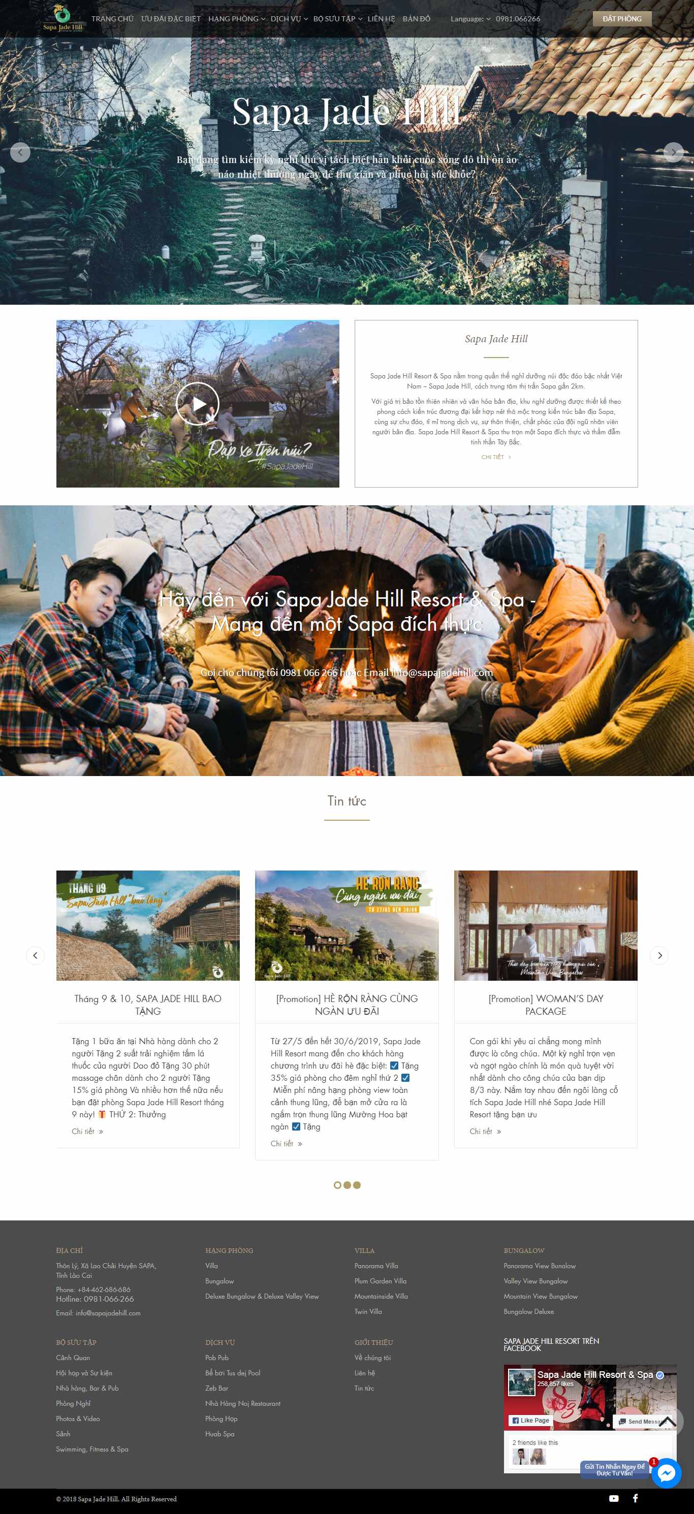 Thiết kế Website resort - khu nghỉ dưỡng - sapajadehillresort.com - VietWebGroup.Vn