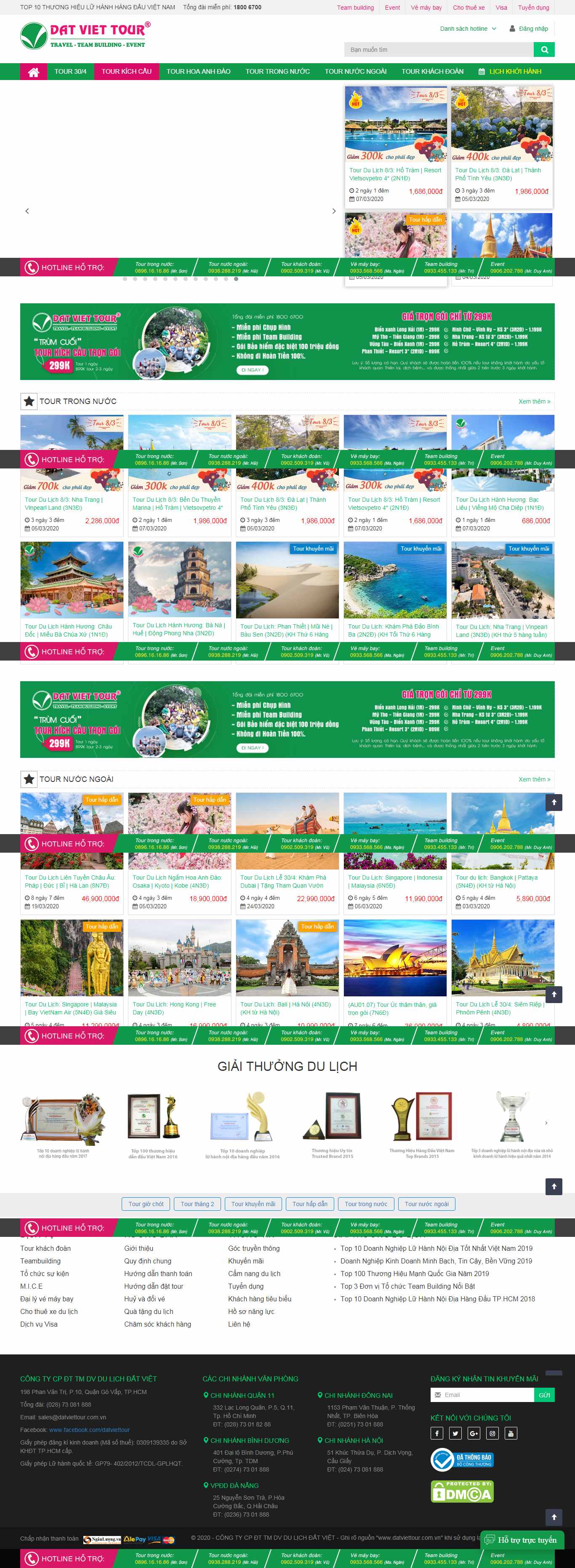 Thiết kế Website đặt tour - datviettour.com.vn - VietWebGroup.Vn
