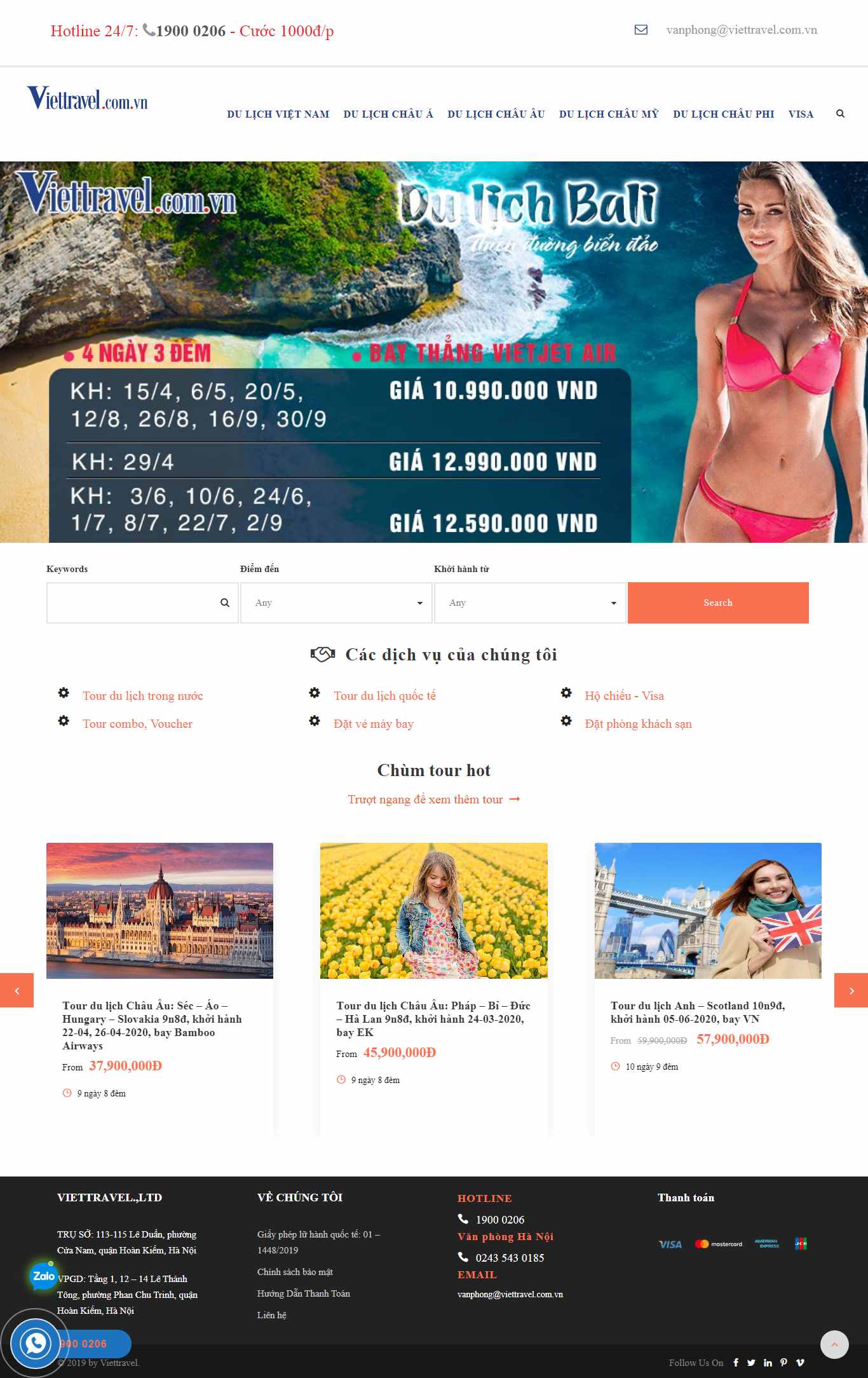 Thiết kế Website đặt tour - viettravel.com.vn - VietWebGroup.Vn