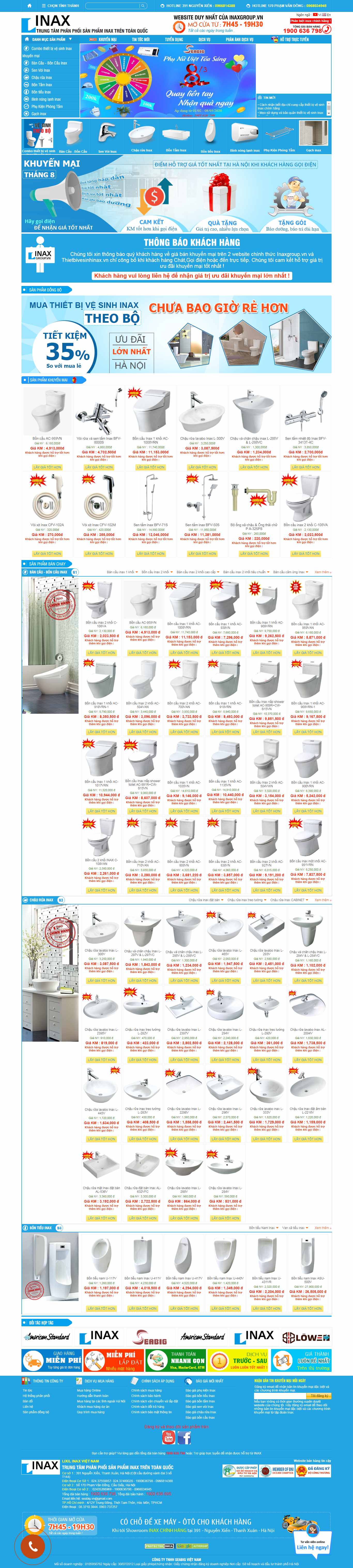 Thiết kế Website thiết bị vệ sinh - thietbivesinhinax.vn - VietWebGroup.Vn