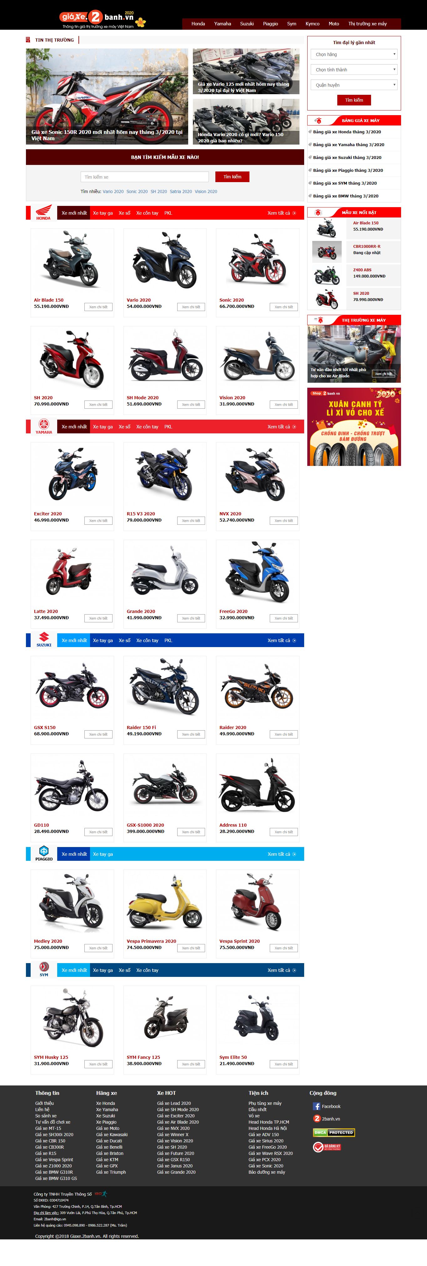 Thiết kế Website xe máy - giaxe.2banh.vn - VietWebGroup.Vn
