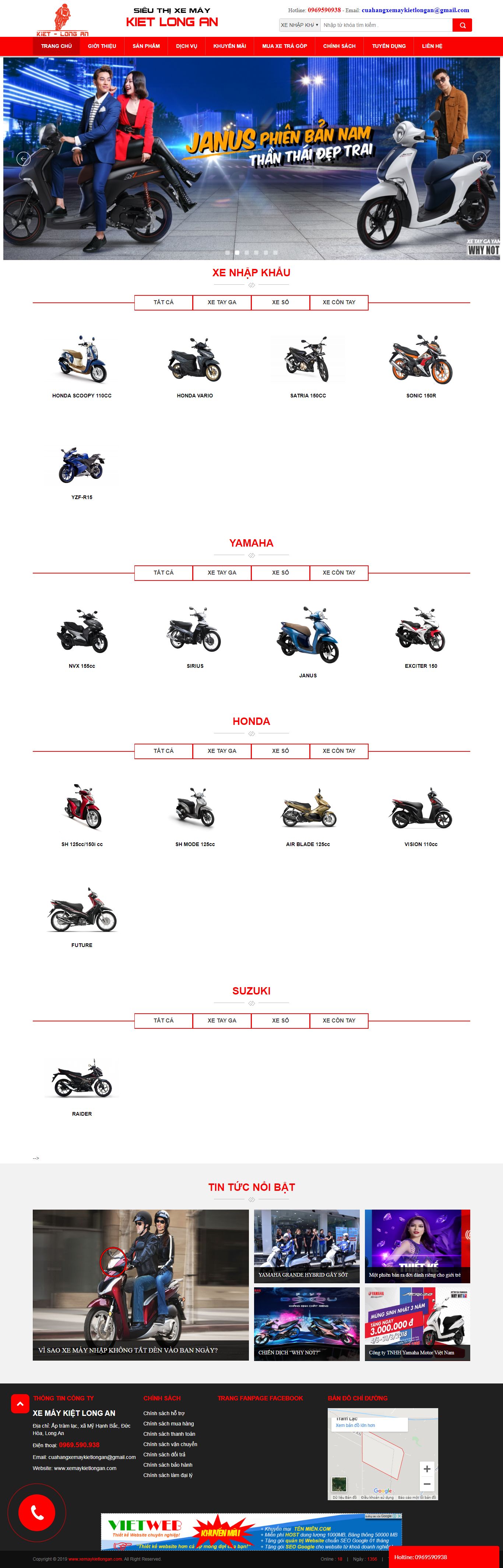 Thiết kế Website xe máy - xemaykietlongan.com - VietWebGroup.Vn