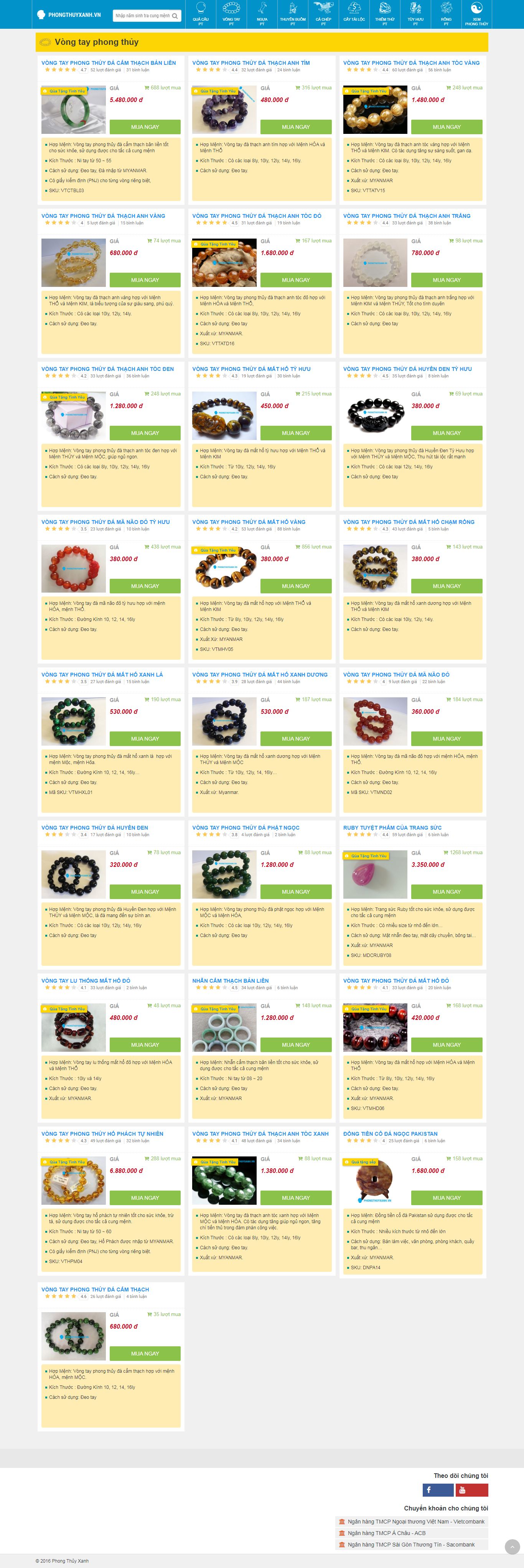 Thiết kế Website vòng tay phong thủy - phongthuyxanh.vn - VietWebGroup.Vn