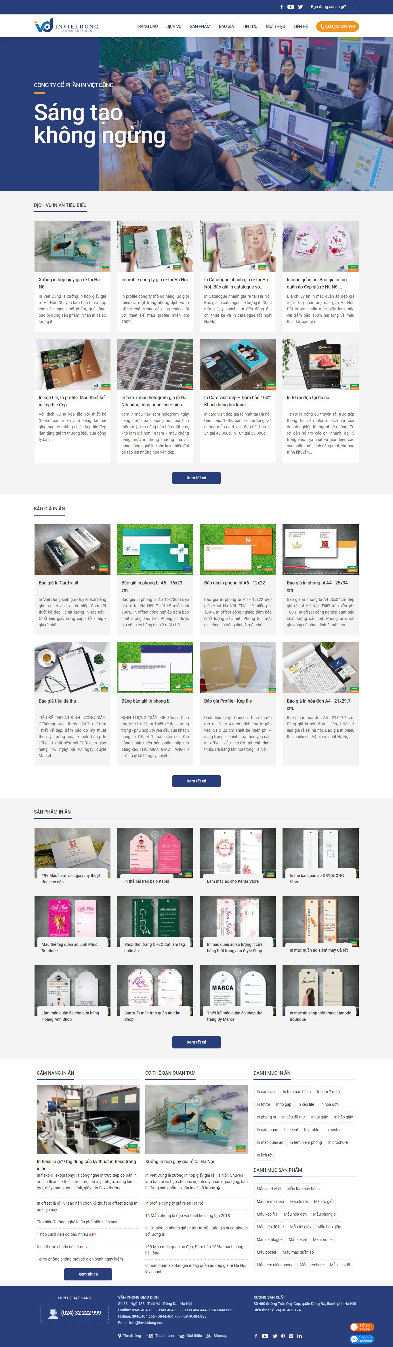 Thiết kế Website in card visit - invietdung.com - VietWebGroup.Vn