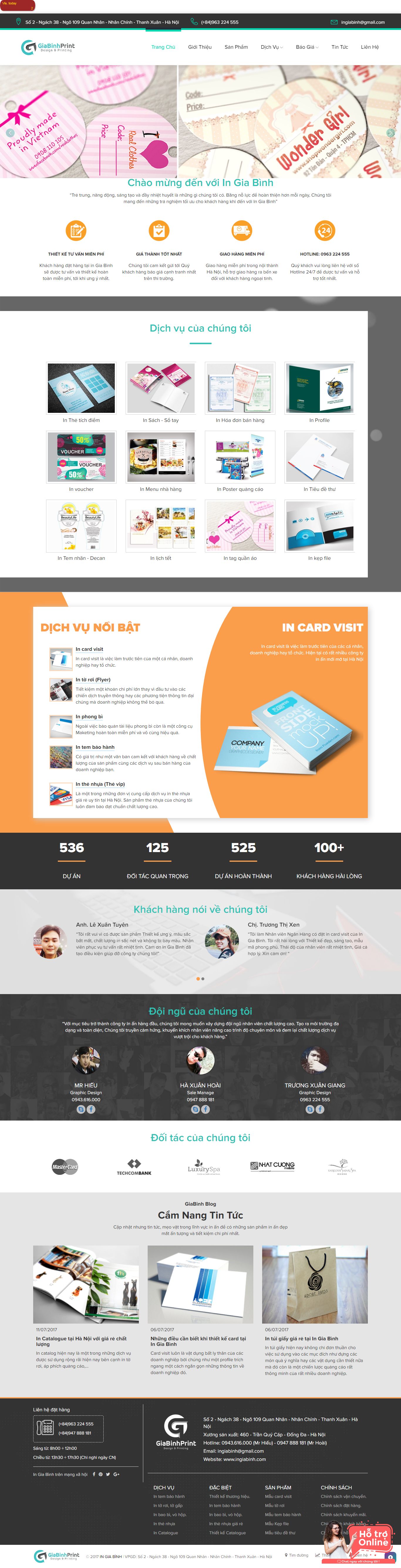 Thiết kế Website in card visit - ingiabinh.com - VietWebGroup.Vn