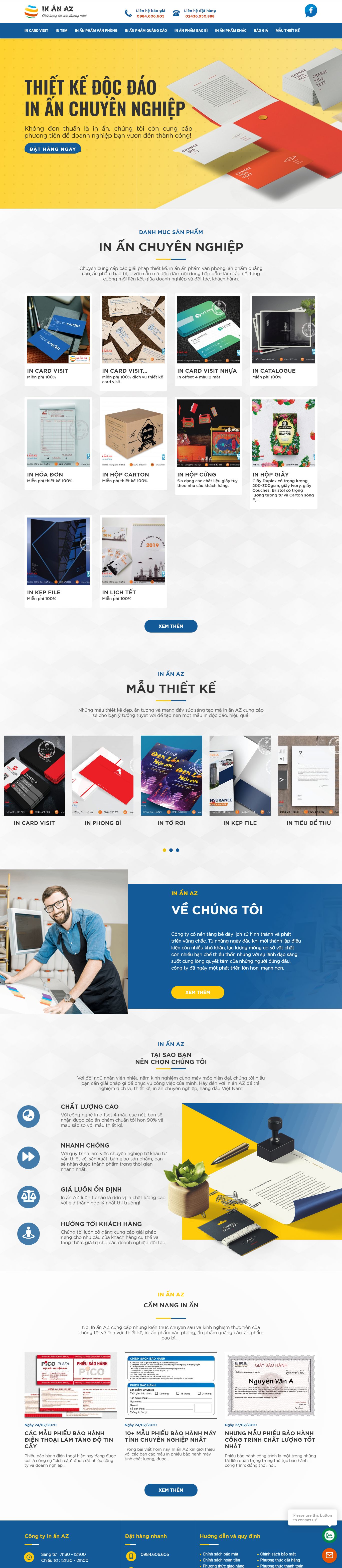 Thiết kế Website in card visit - inanaz.com.vn - VietWebGroup.Vn