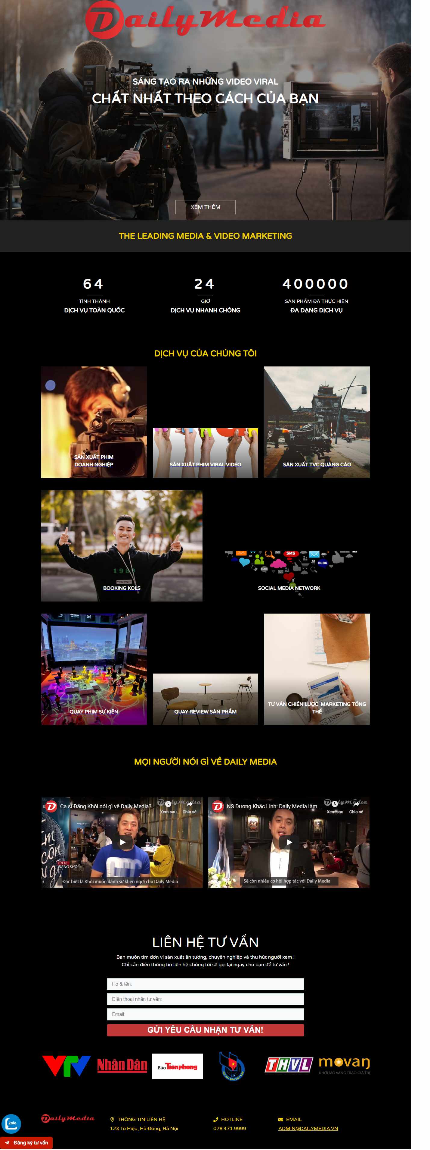 Thiết kế Website quảng cáo tvc - dailymedia.vn - VietWebGroup.Vn