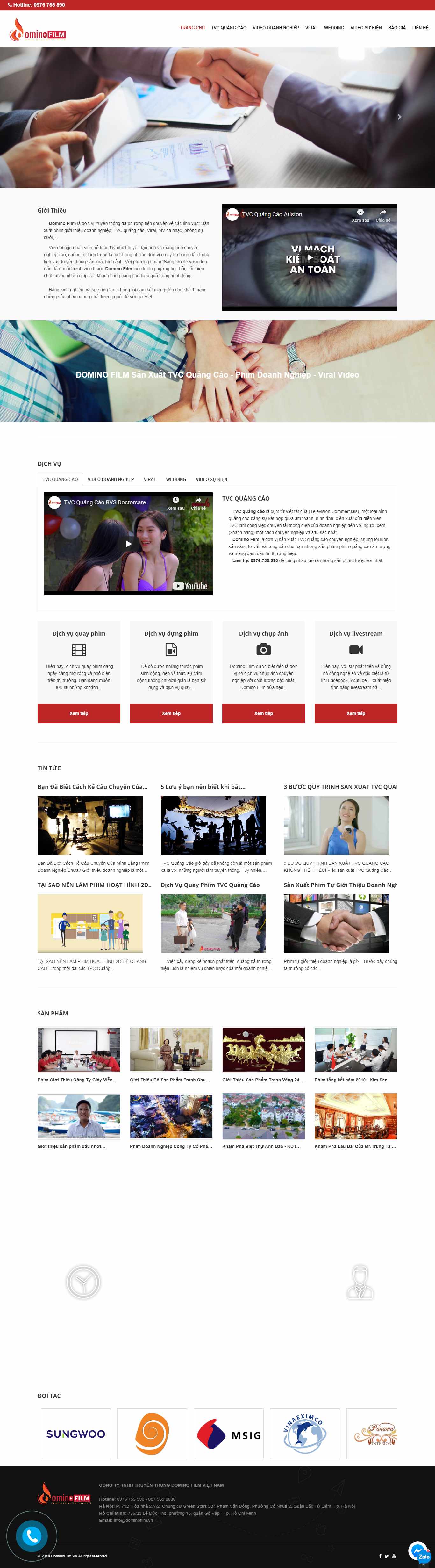 Thiết kế Website quảng cáo tvc - dominofilm.vn - VietWebGroup.Vn