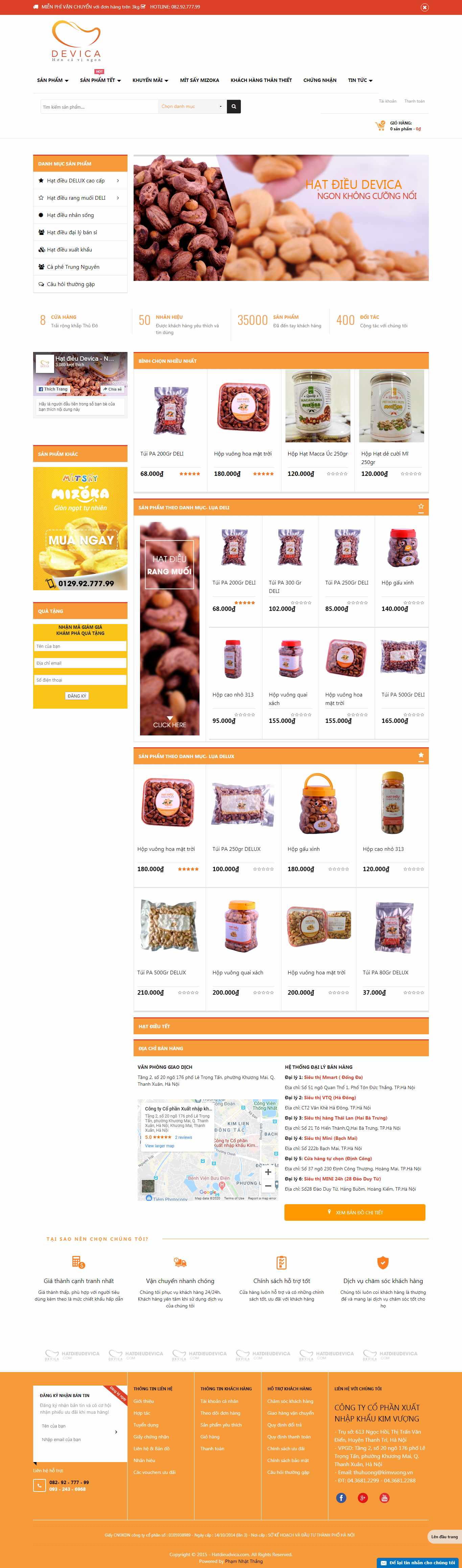 Thiết kế Website bán hạt điều - hatdieudevica.com - VietWebGroup.Vn