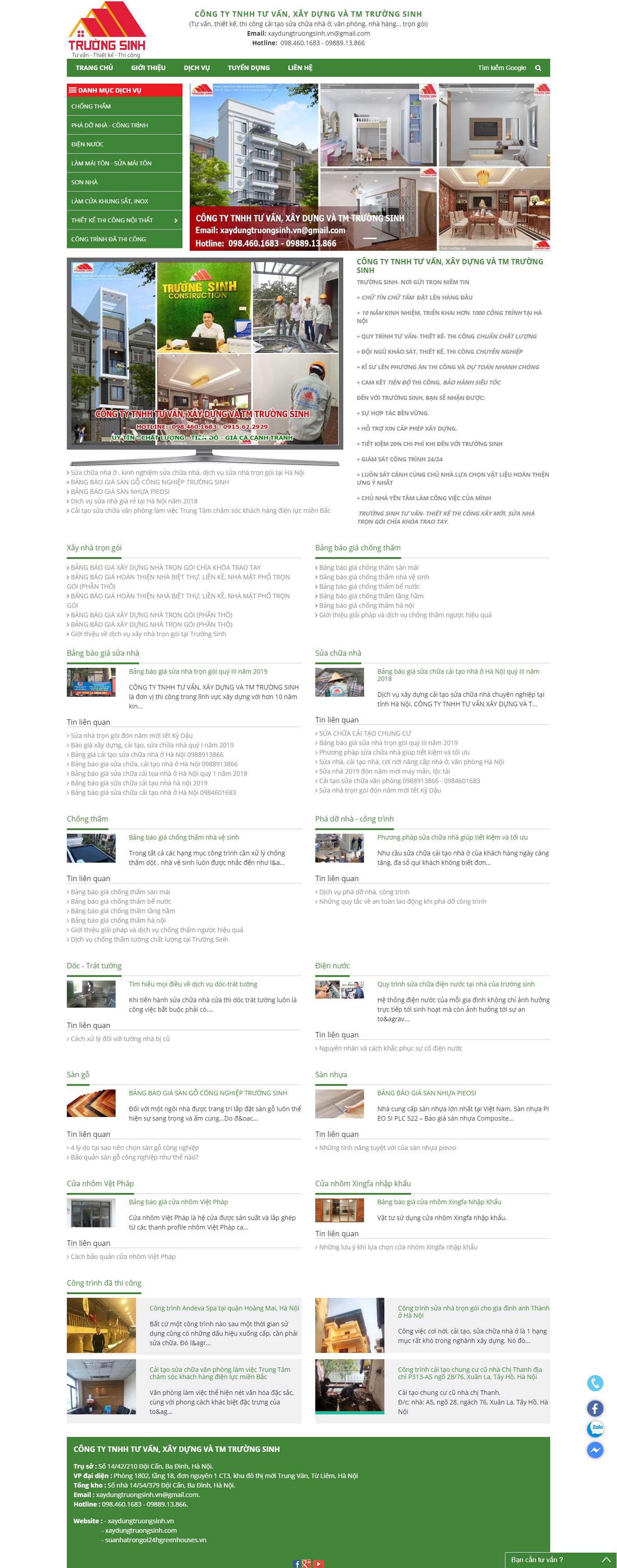 Thiết kế Website sửa chữa nhà - xaydungtruongsinh.com - VietWebGroup.Vn