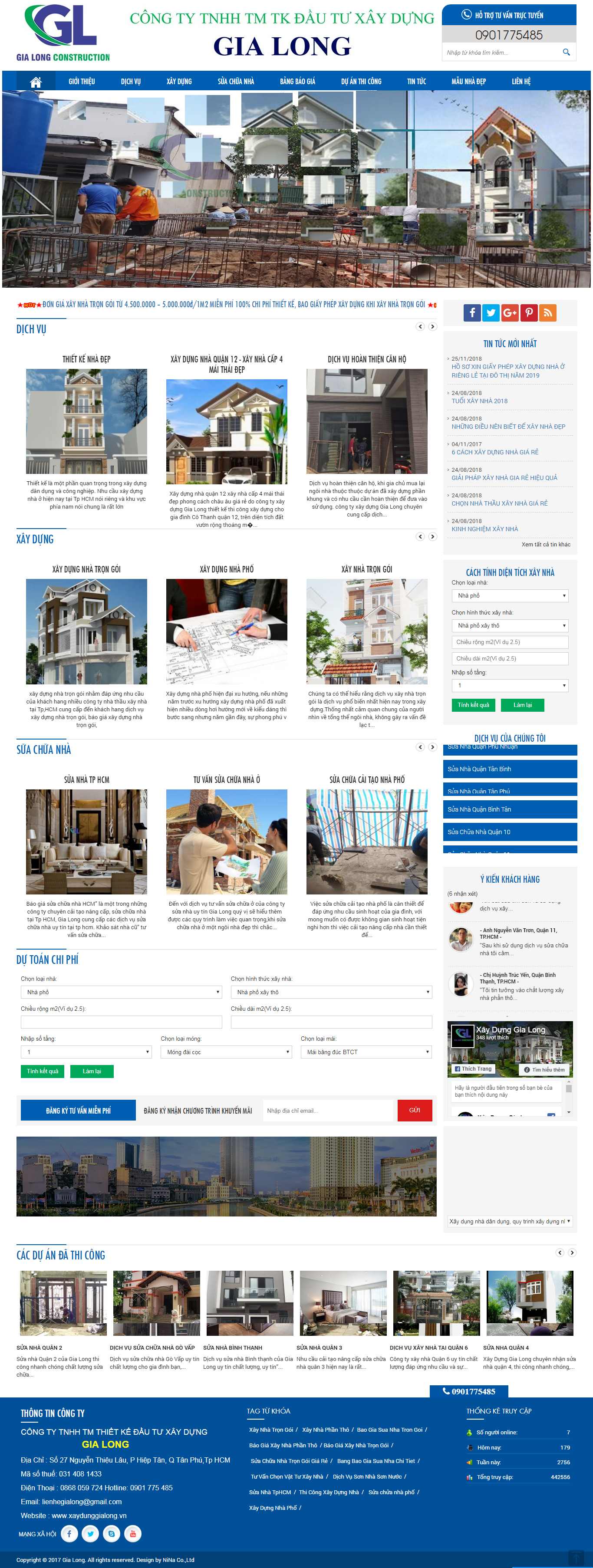 Thiết kế Website sửa chữa nhà - xaydunggialong.vn - VietWebGroup.Vn