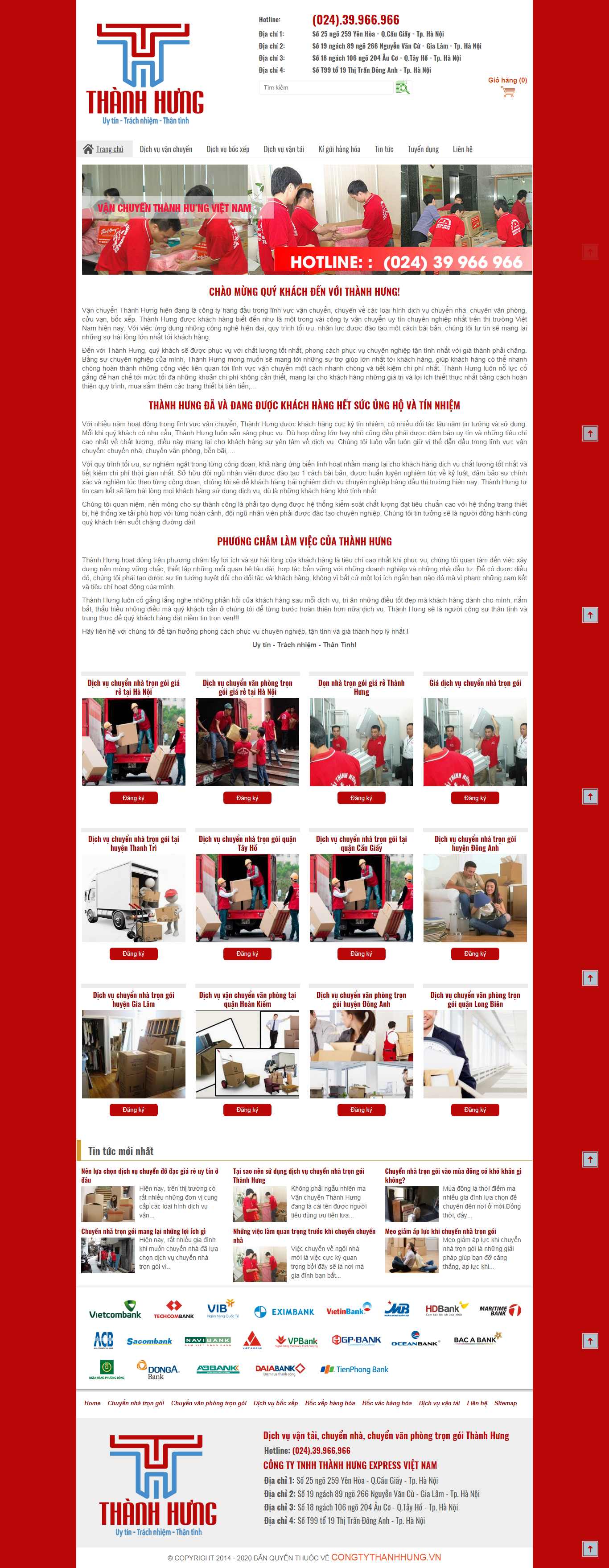 Thiết kế Website chuyển nhà trọn gói - congtythanhhung.vn - VietWebGroup.Vn