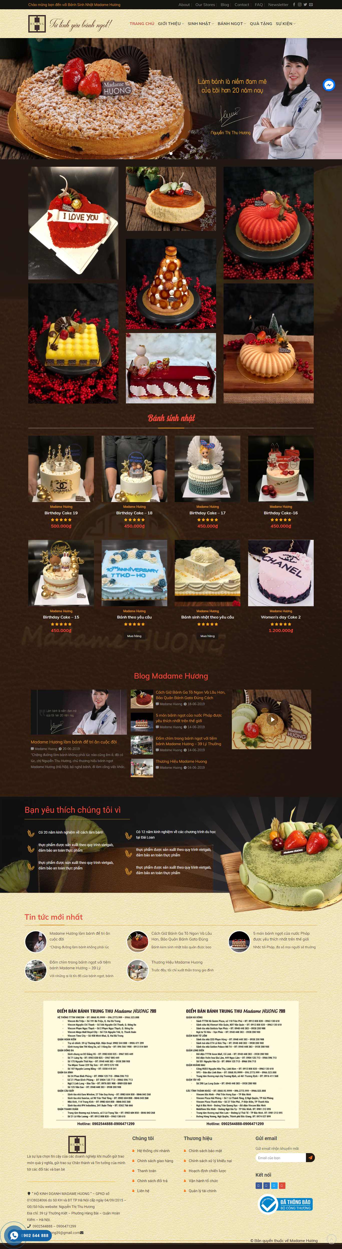 Thiết kế Website bánh sinh nhật - madamehuong.vn - VietWebGroup.Vn