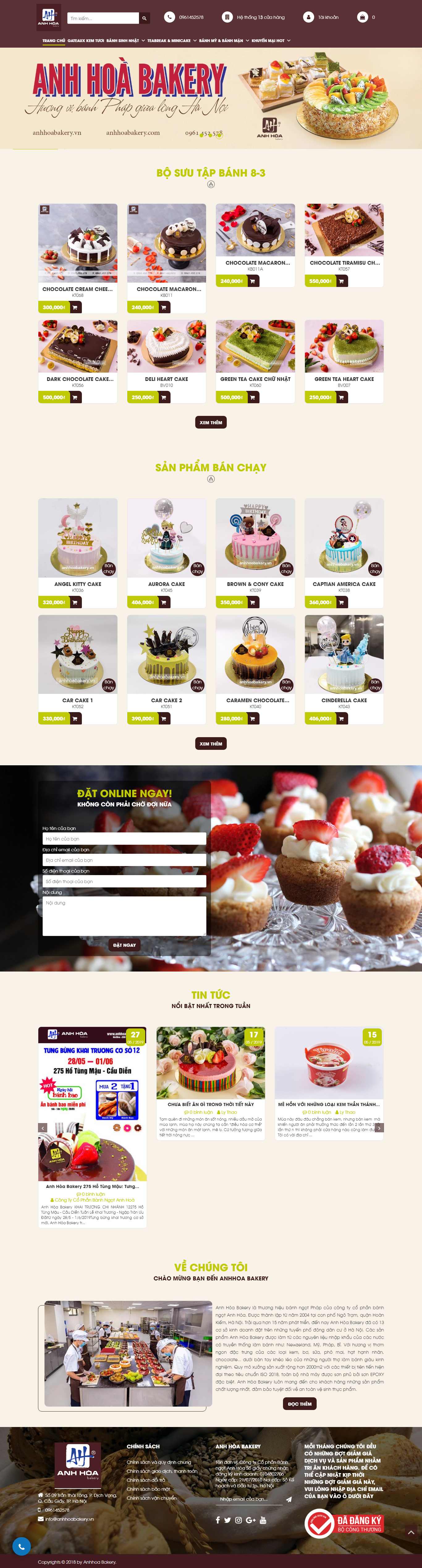 Thiết kế Website bánh sinh nhật - anhhoabakery.vn - VietWebGroup.Vn