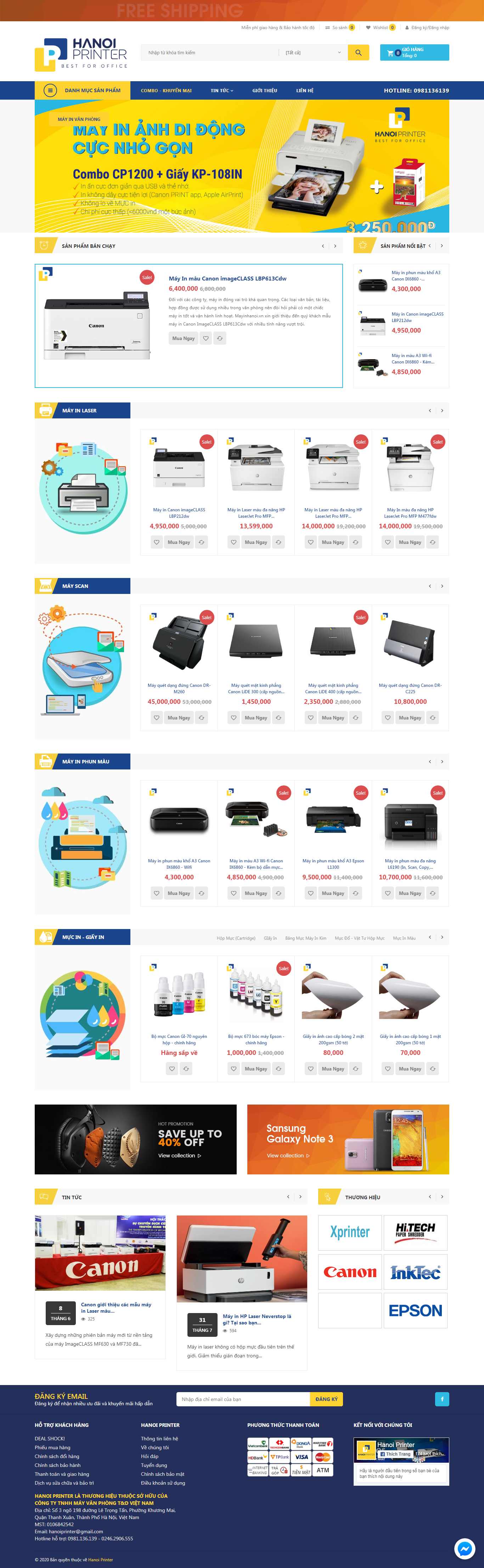 Thiết kế Website máy in - mayinhanoi.vn - VietWebGroup.Vn