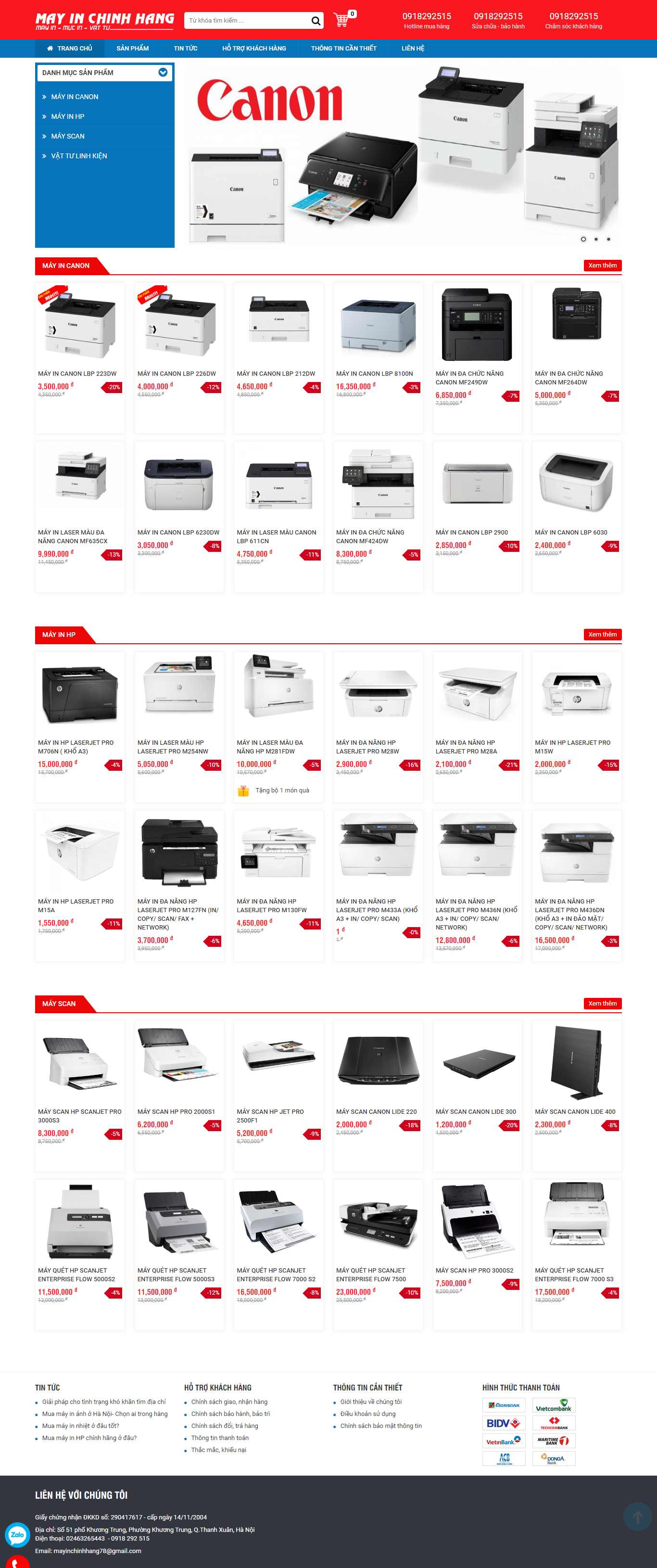 Thiết kế Website máy in - mayinchinhhang.com.vn - VietWebGroup.Vn
