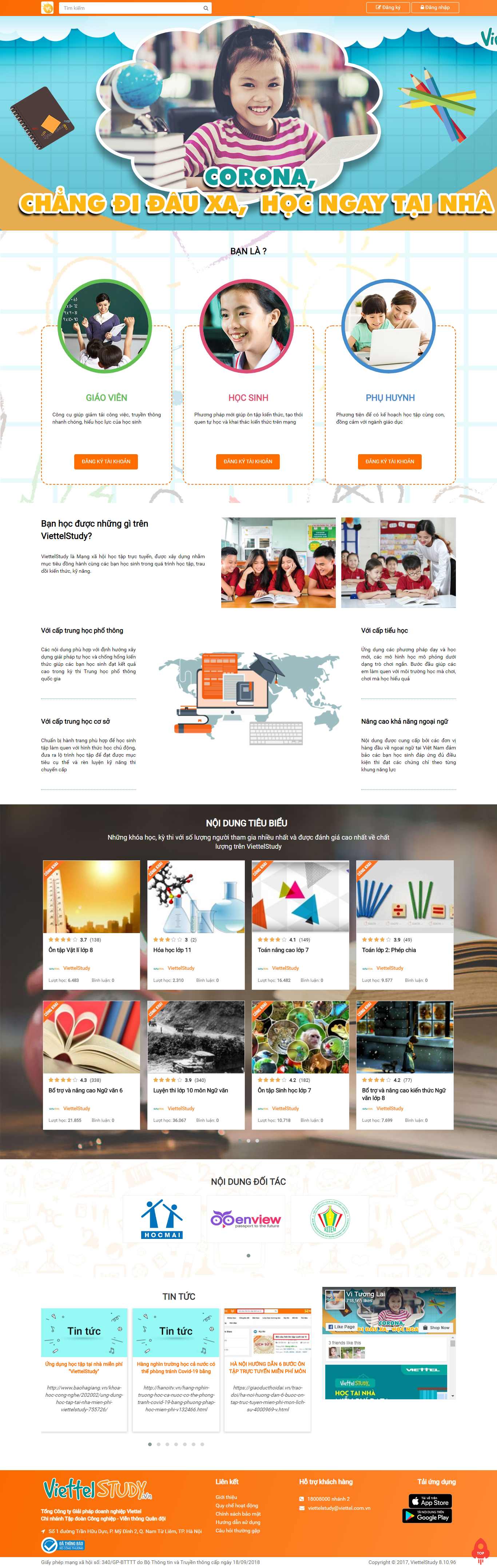 Thiết kế Website học trực tuyến - viettelstudy.vn - VietWebGroup.Vn