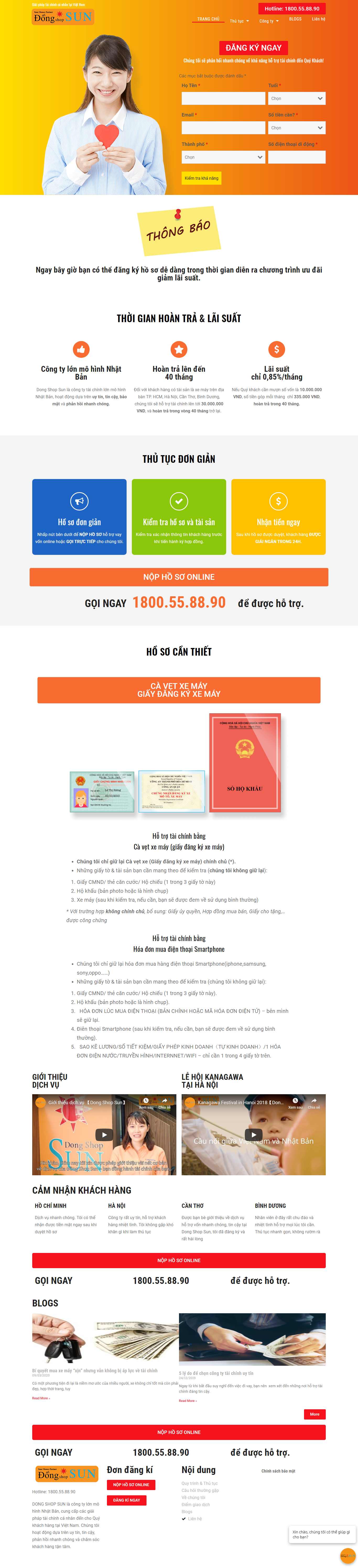 Thiết kế Website vay tín dụng - dongshopsun.vn - VietWebGroup.Vn