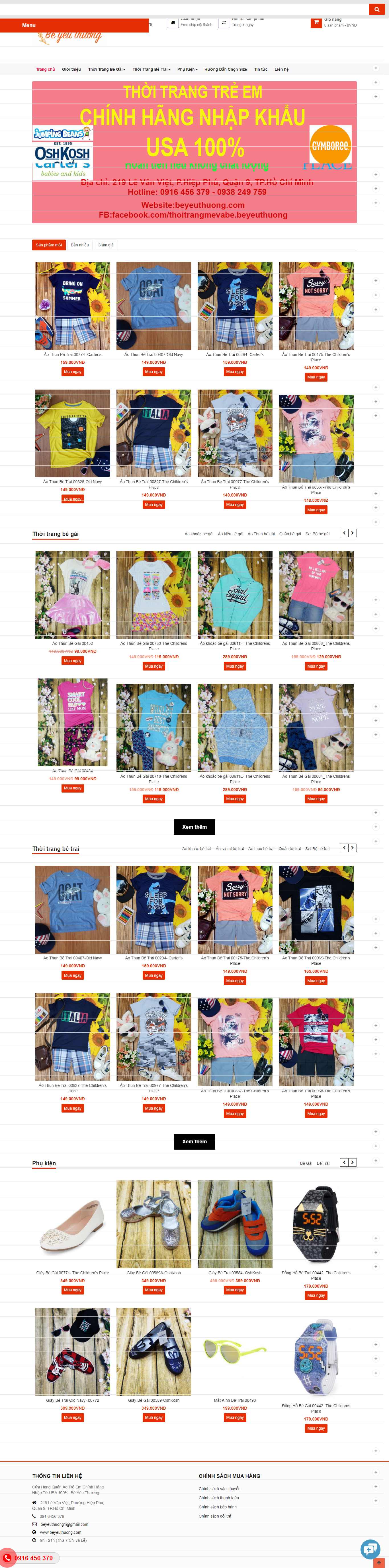Thiết kế Website thời trang trẻ em - beyeuthuong.com - VietWebGroup.Vn