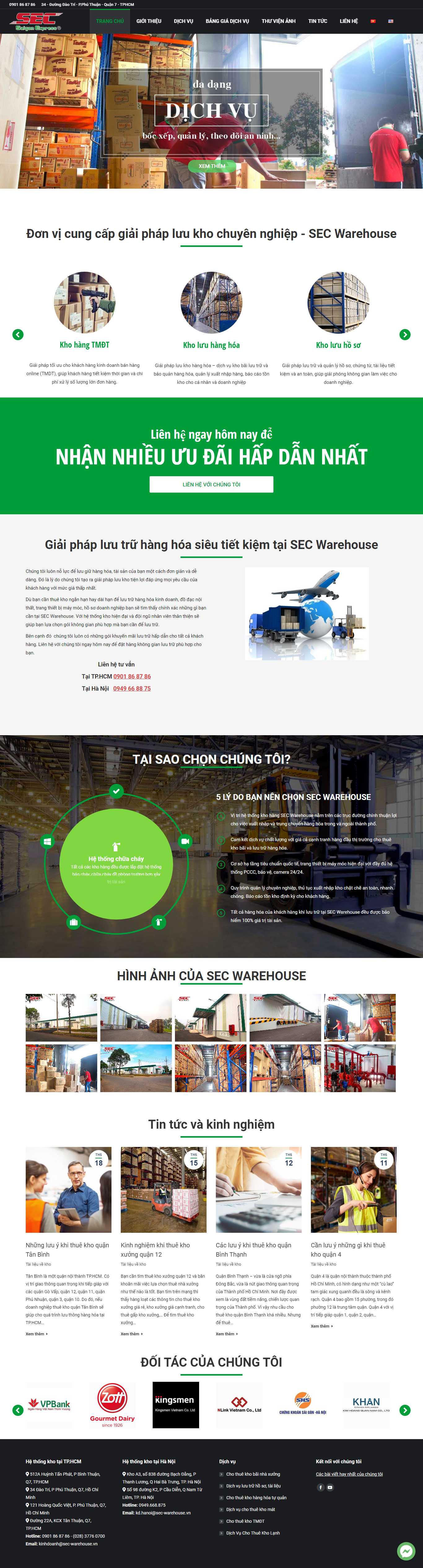 Thiết kế Website kho bãi - sec-warehouse.vn - VietWebGroup.Vn