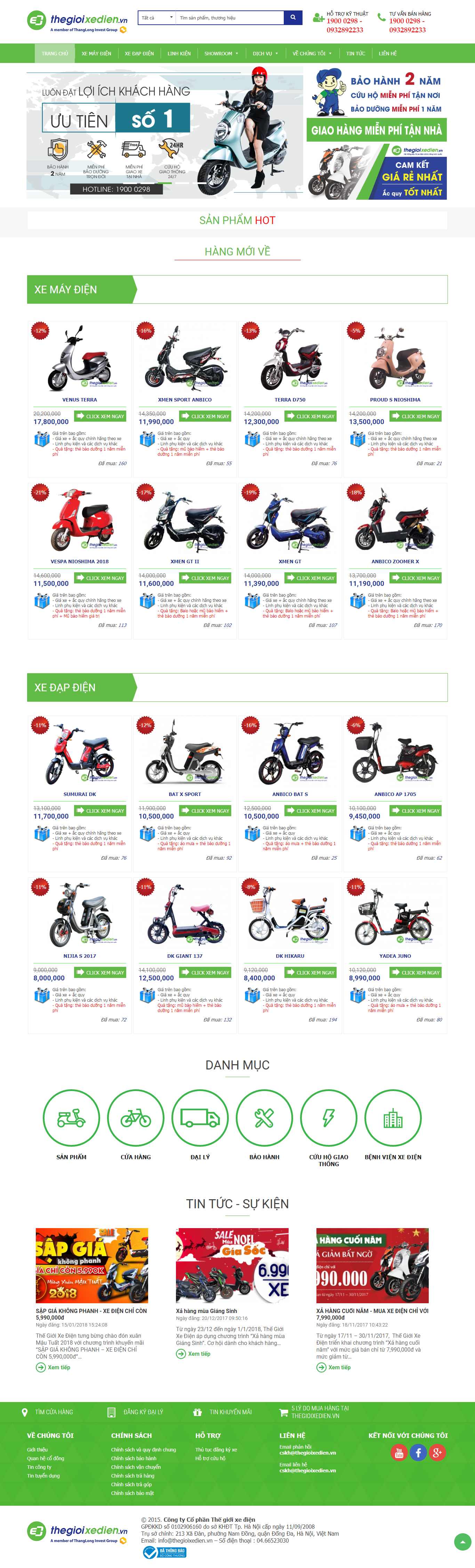 Thiết kế Website xe máy điện - thegioixedien.vn - VietWebGroup.Vn
