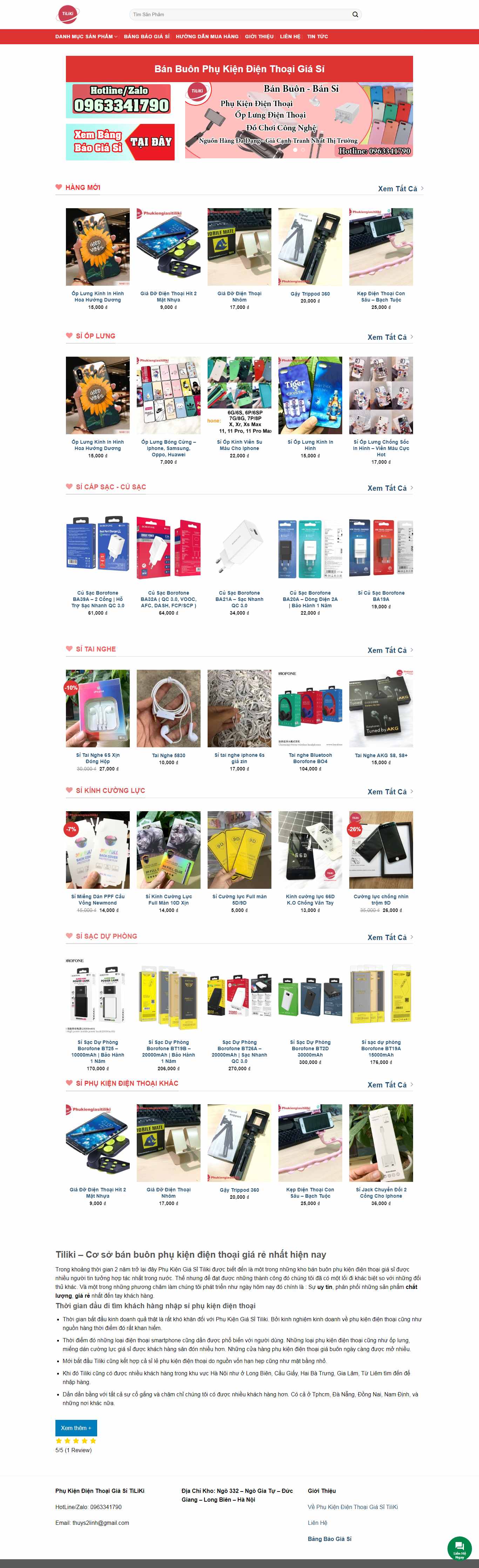 Thiết kế Website phụ kiện điện thoại - phukiengiasitiliki.com - VietWebGroup.Vn