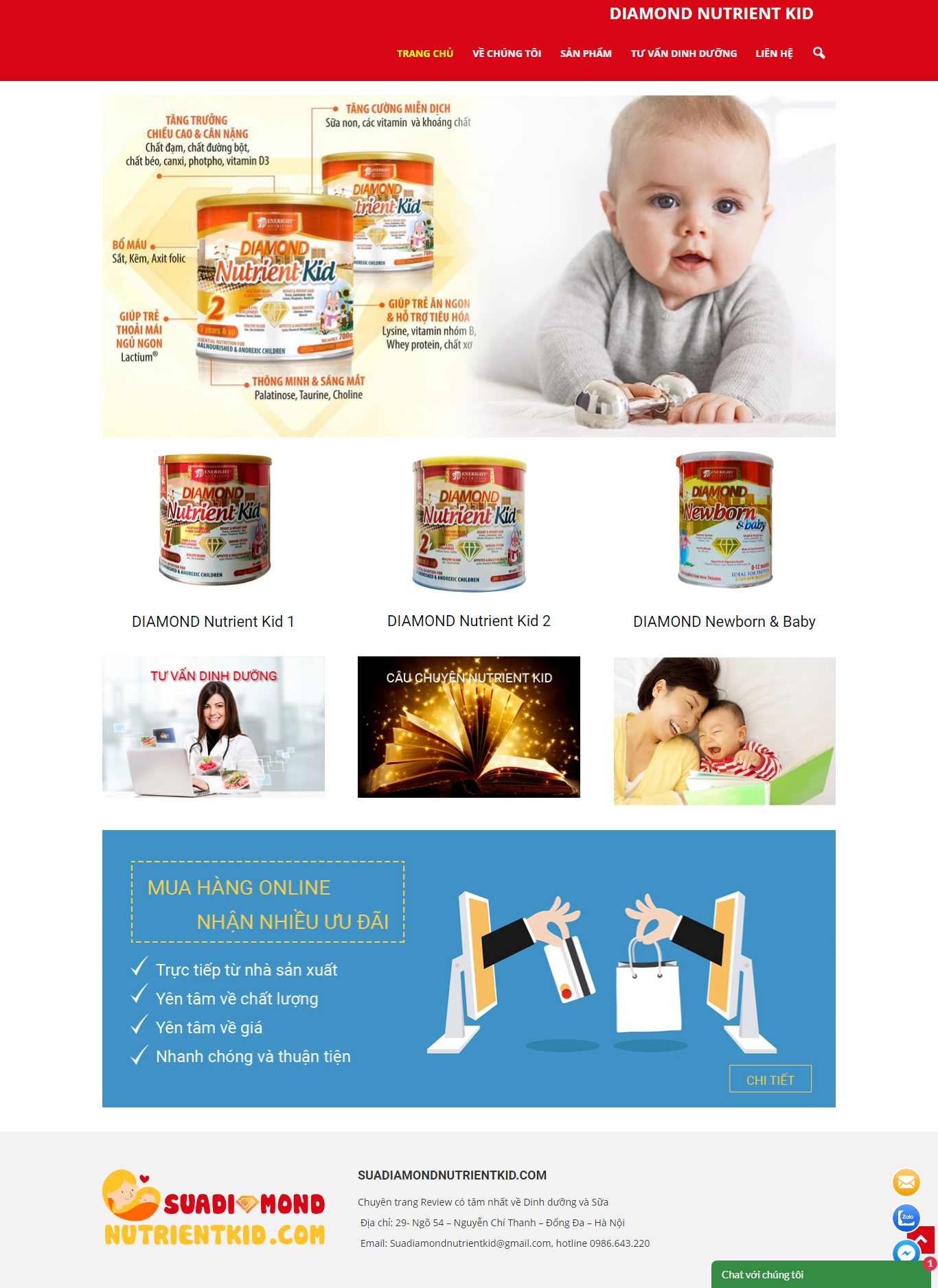Thiết kế Website bán sữa - suadiamondnutrientkid.com - VietWebGroup.Vn