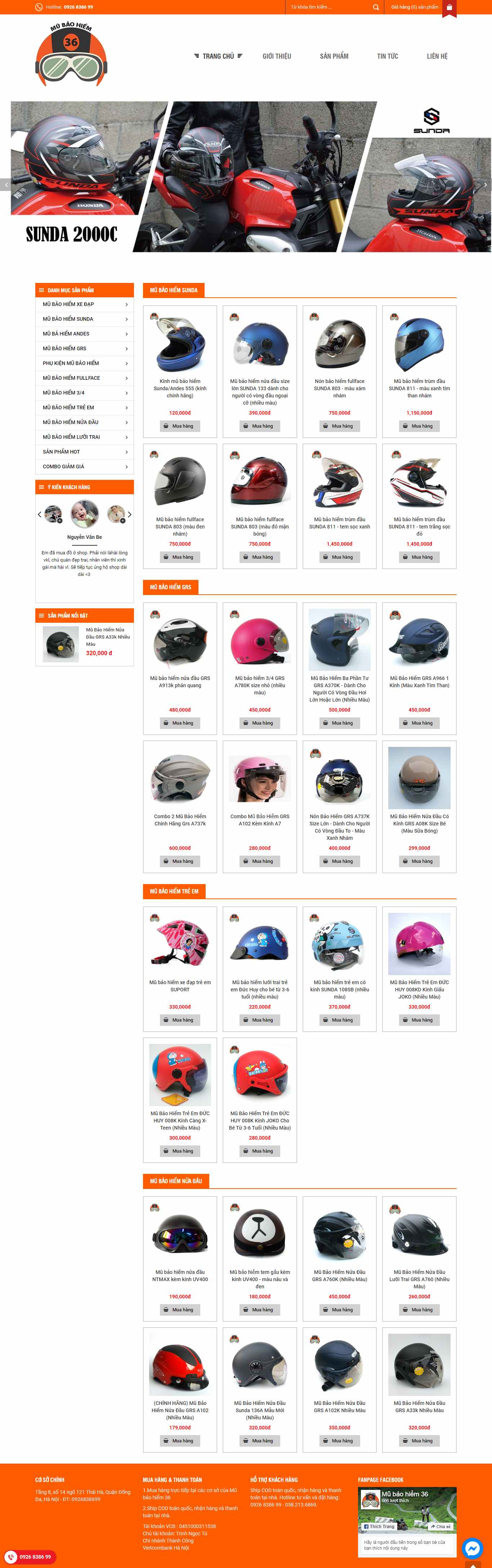 Thiết kế Website mũ bảo hiểm - mubaohiem36.com - VietWebGroup.Vn
