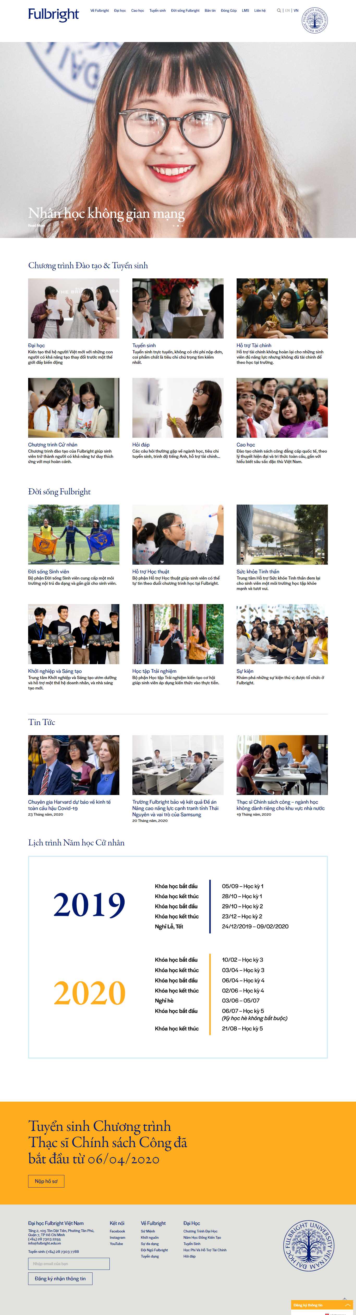 Thiết kế Website trường học - fulbright.edu.vn - VietWebGroup.Vn