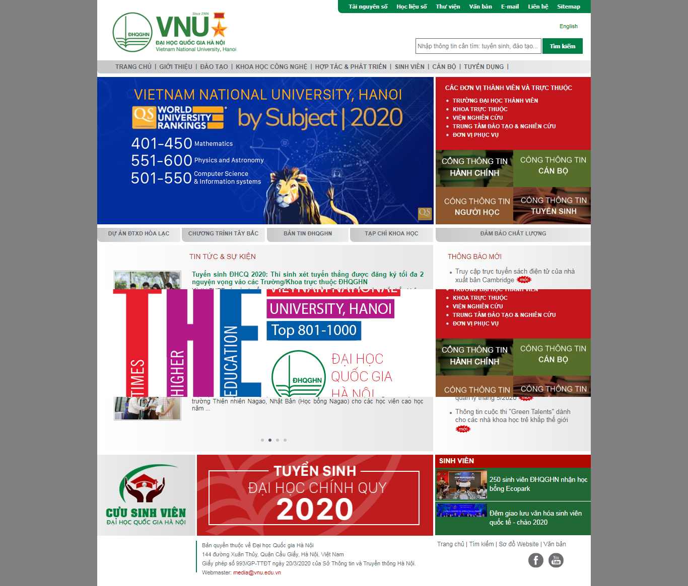 Thiết kế Website trường học - vnu.edu.vn - VietWebGroup.Vn