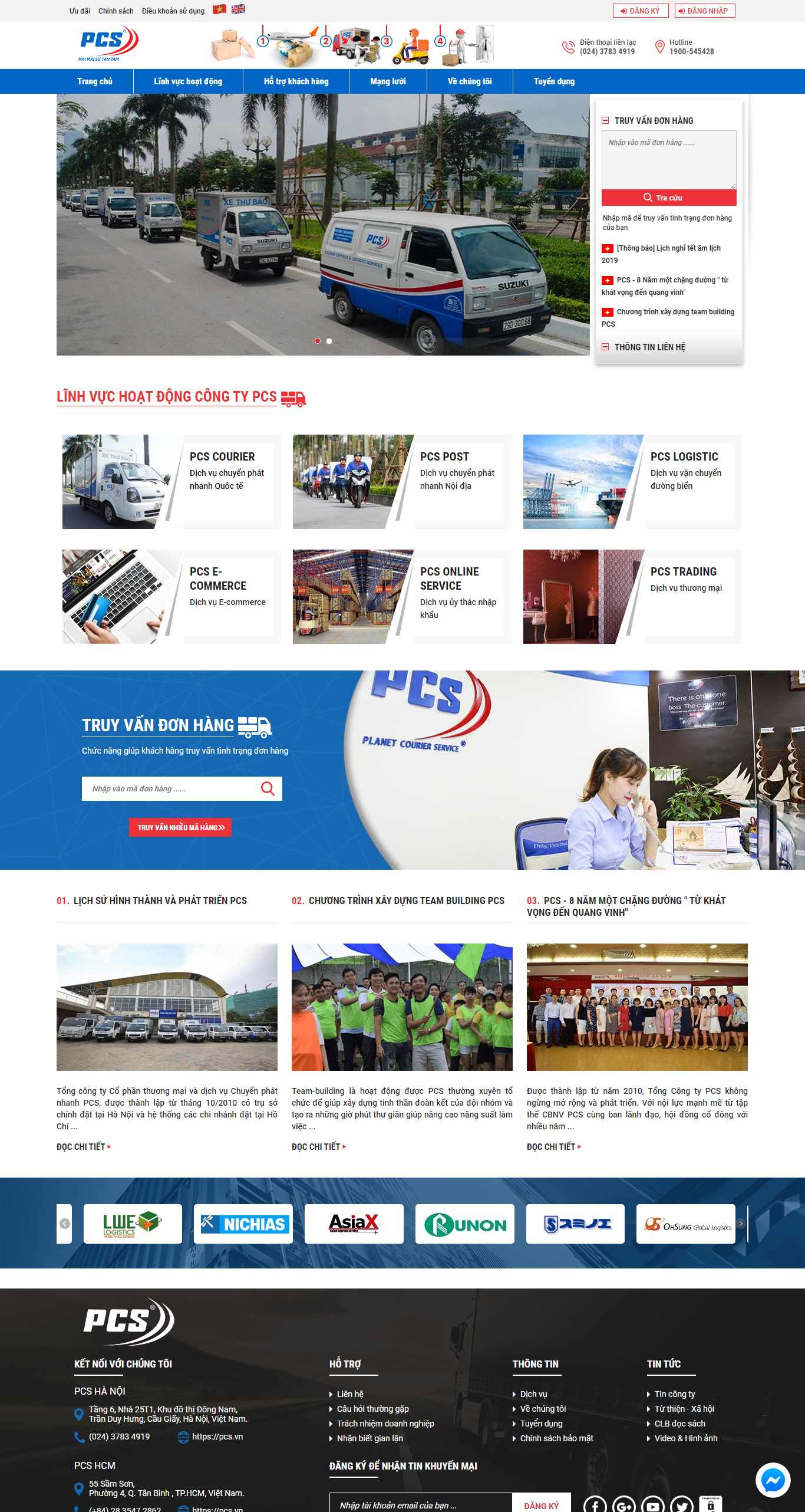 Thiết kế Website chuyển phát nhanh - www.pcs.vn - VietWebGroup.Vn