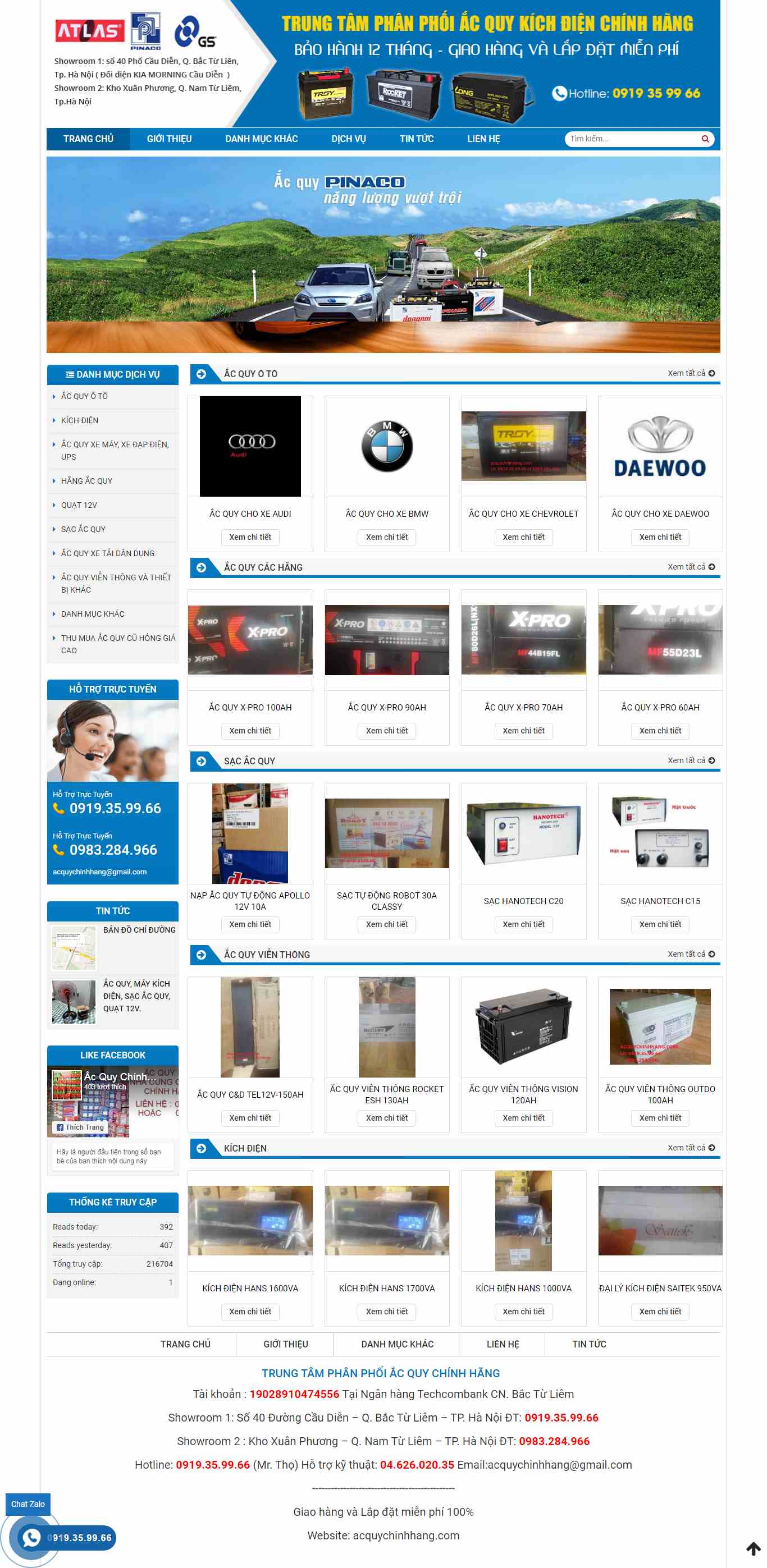 Thiết kế Website ắc quy - acquychinhhang.com - VietWebGroup.Vn
