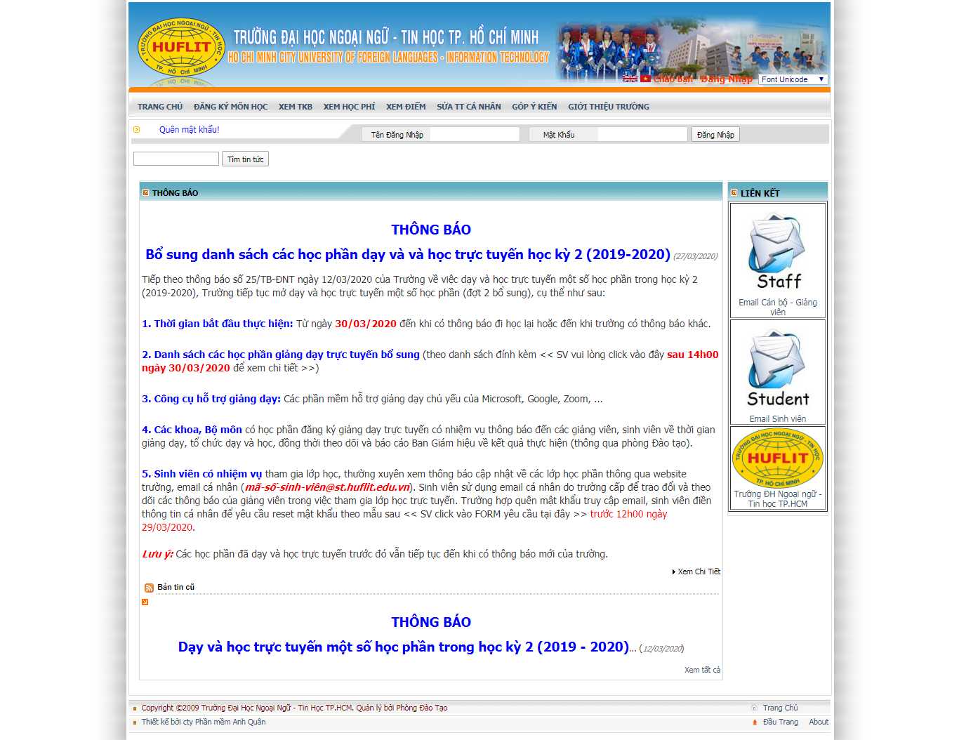 Thiết kế Website đào tạo - daotao.huflit.edu.vn - VietWebGroup.Vn
