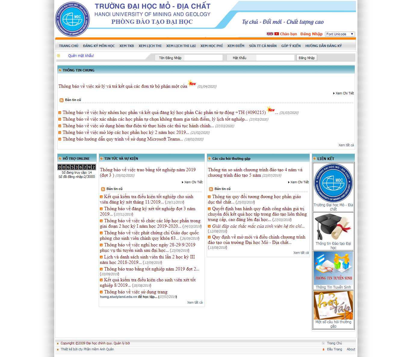 Thiết kế Website đào tạo - daotao.humg.edu.vn - VietWebGroup.Vn