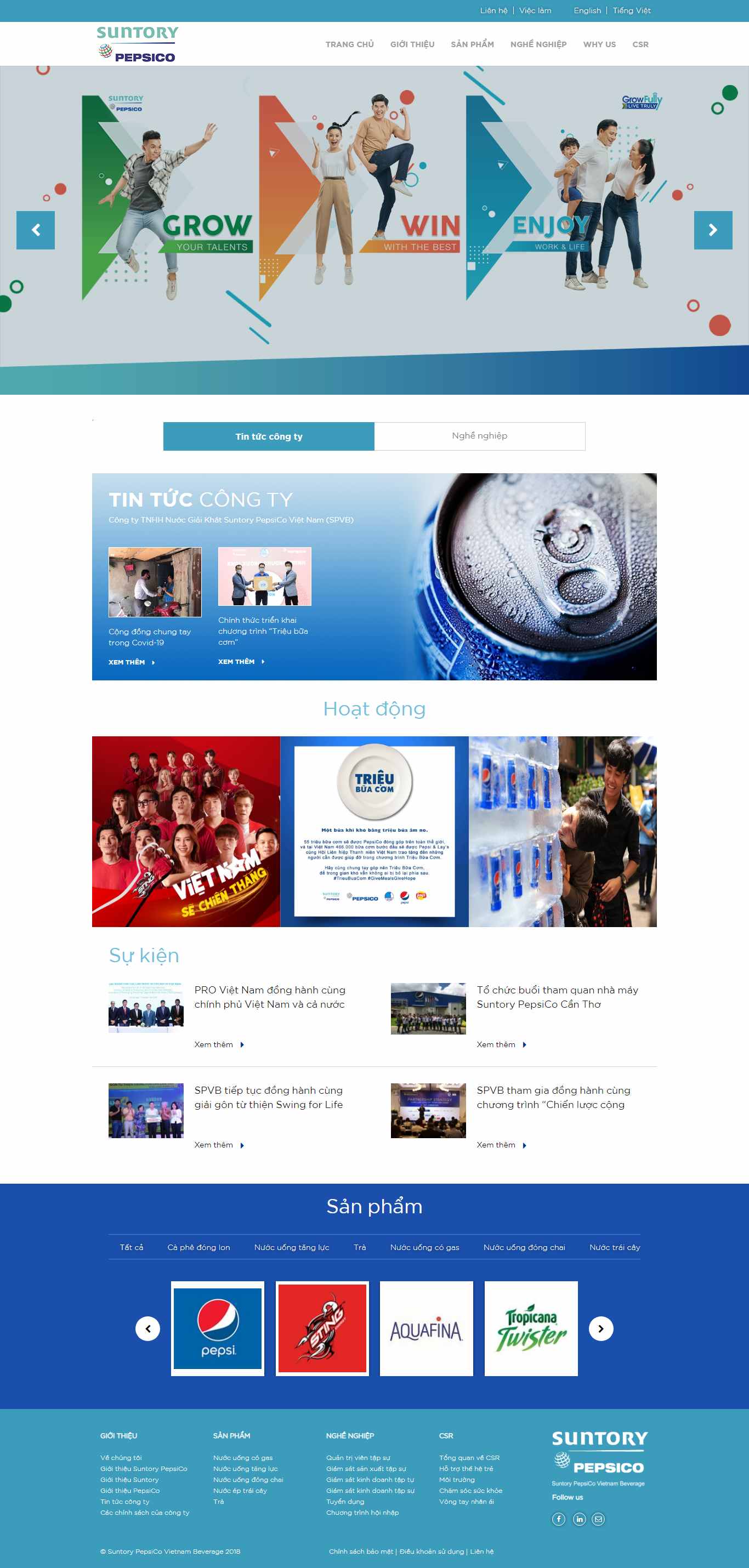 Thiết kế Website nước giải khát - www.suntorypepsico.vn - VietWebGroup.Vn