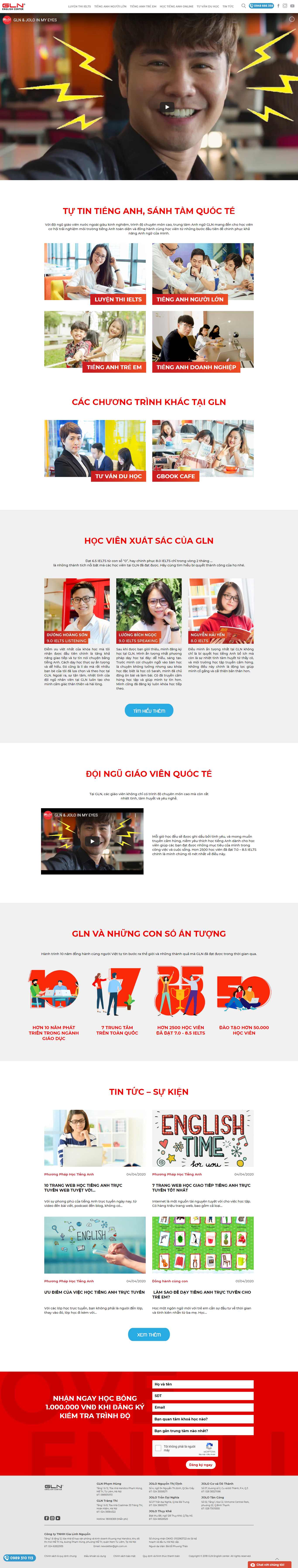 Thiết kế Website trung tâm tiếng anh - gln.edu.vn - VietWebGroup.Vn