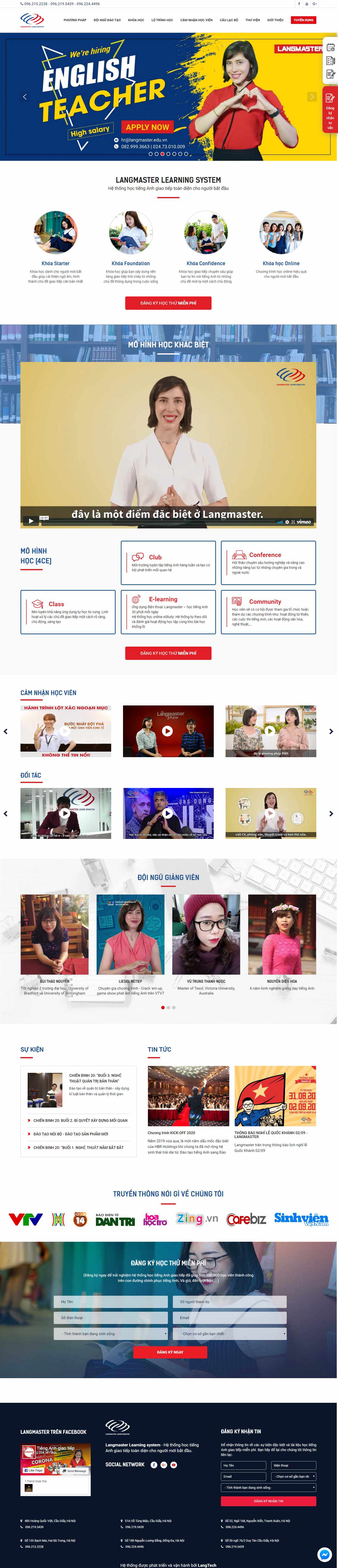 Thiết kế Website trung tâm tiếng anh - langmaster.edu.vn - VietWebGroup.Vn