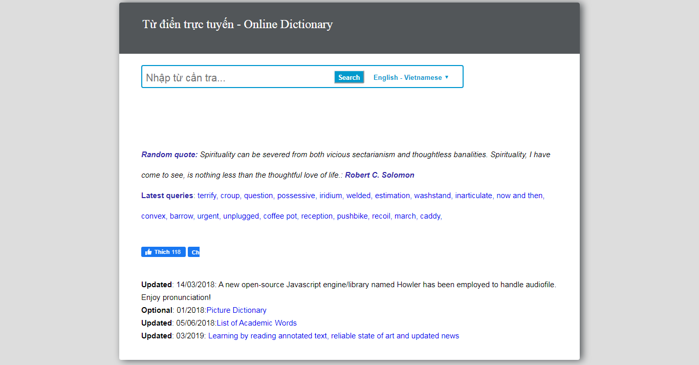 Thiết kế Website từ điển trực tuyến - tudien.net - VietWebGroup.Vn