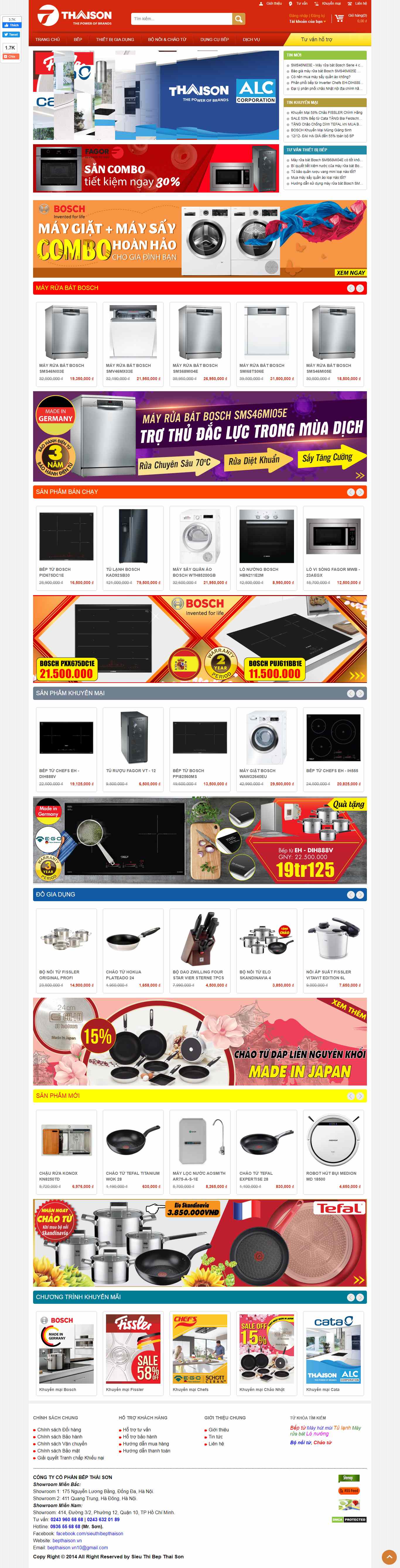 Thiết kế Website thiết bị nhà bếp - bepthaison.vn - VietWebGroup.Vn
