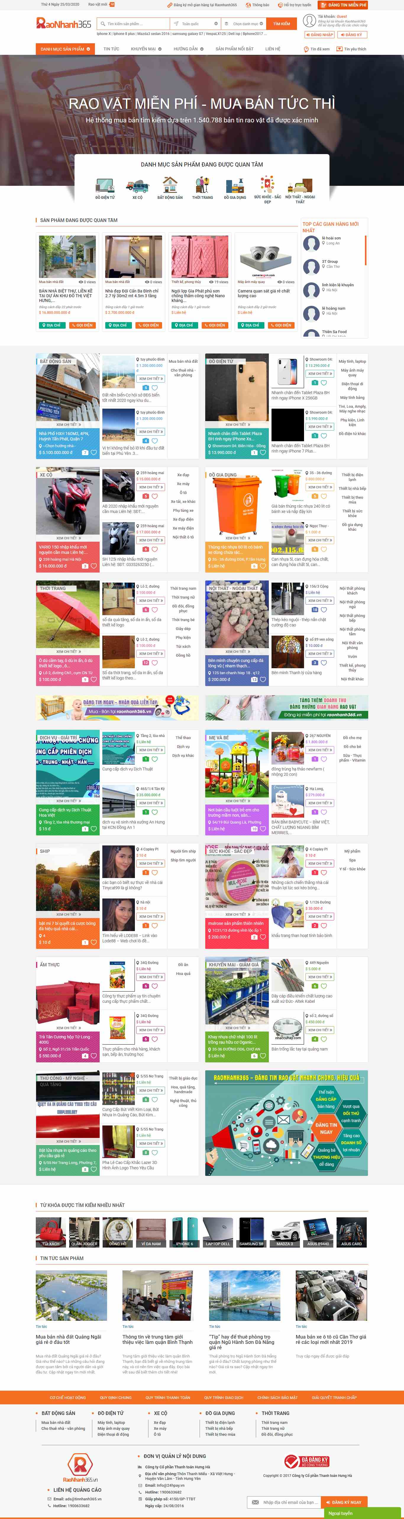 Thiết kế Website đăng tin rao vặt - raonhanh365.vn - VietWebGroup.Vn