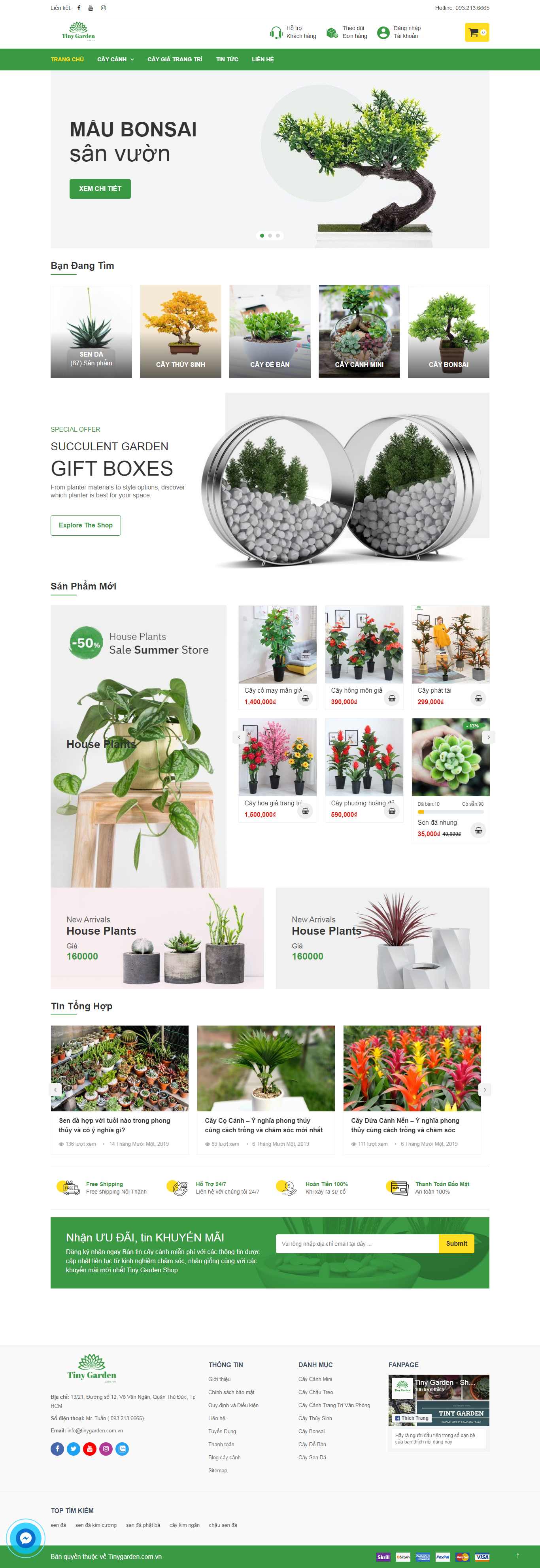 Thiết kế Website mua bán cây cảnh - tinygarden.com.vn - VietWebGroup.Vn