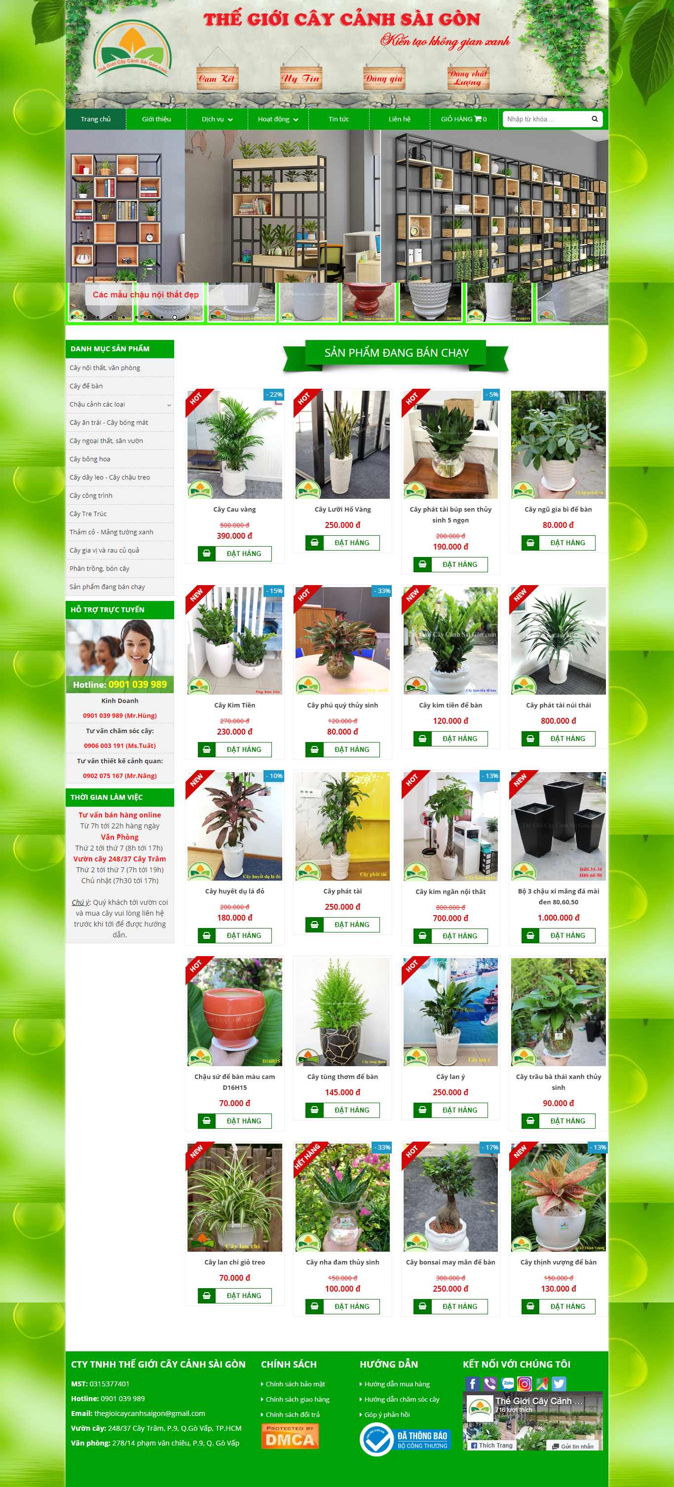 Thiết kế Website mua bán cây cảnh - thegioicaycanhsaigon.com - VietWebGroup.Vn