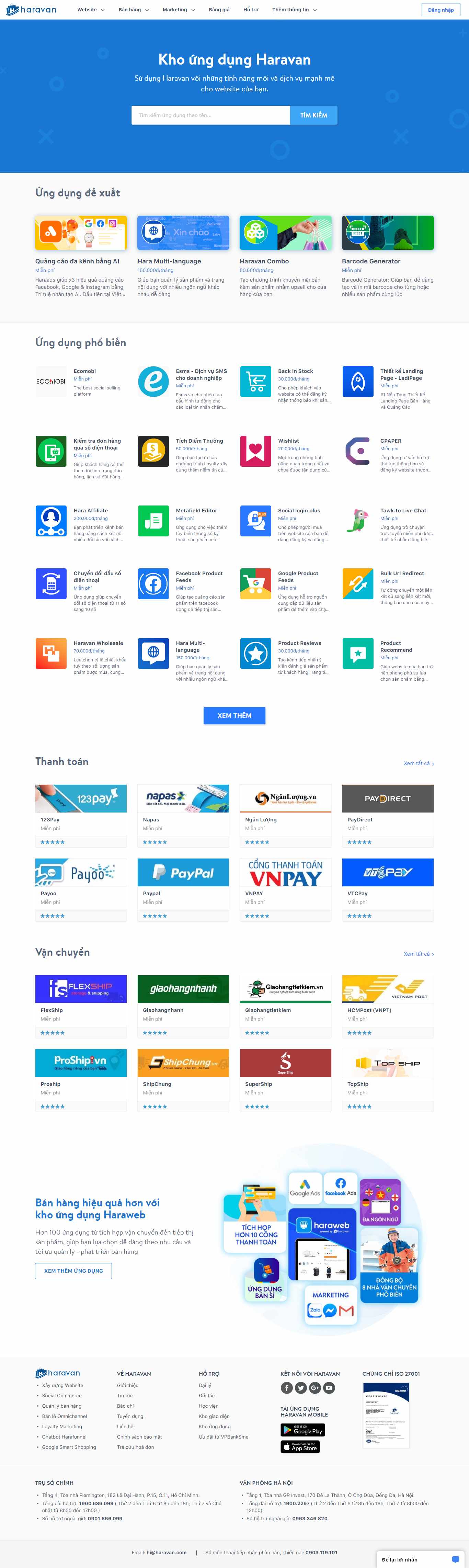 Thiết kế Website app ứng dụng - apps.haravan.com - VietWebGroup.Vn