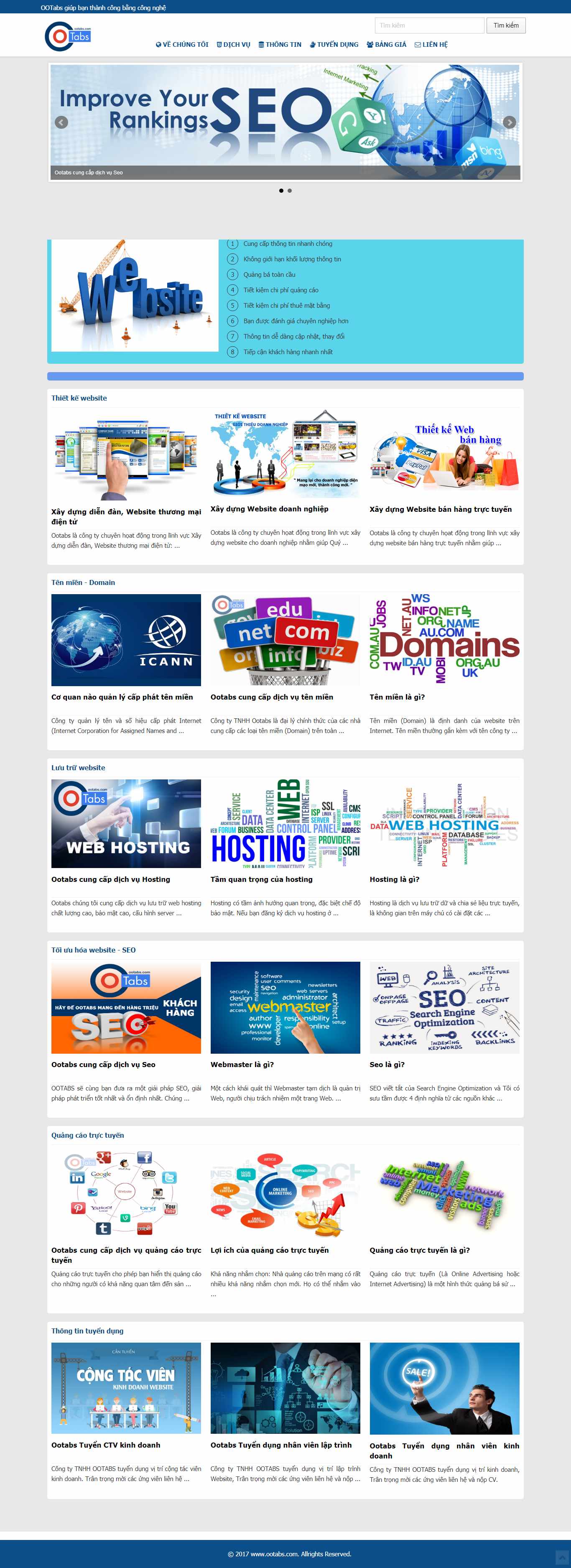 Thiết kế Website quảng cáo trực tuyến - ootabs.com - VietWebGroup.Vn